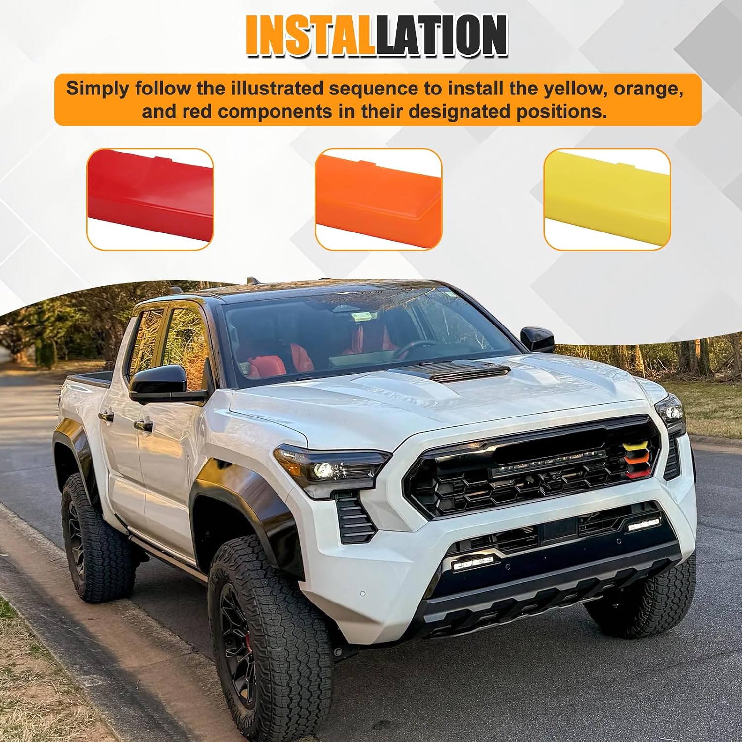 Covelta Tri-Color Front Grille Insert Trim for 2024–2026 Toyota Tacoma TRD Pro & Trailhunter