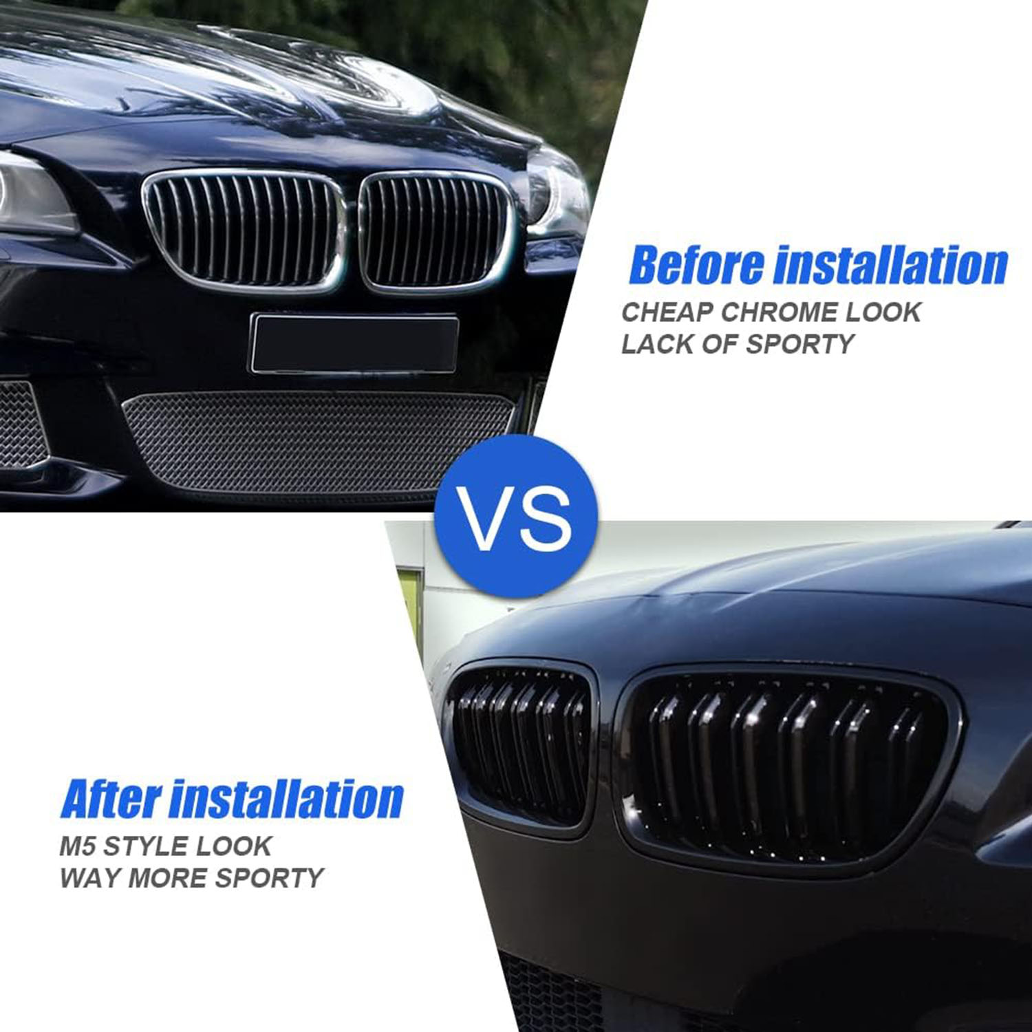 Covelta Front Replacement Kidney Grille Compatible with 2010-2016 BMW 5 Series M5 520i 523i 525i 528i 530i 535i 550i