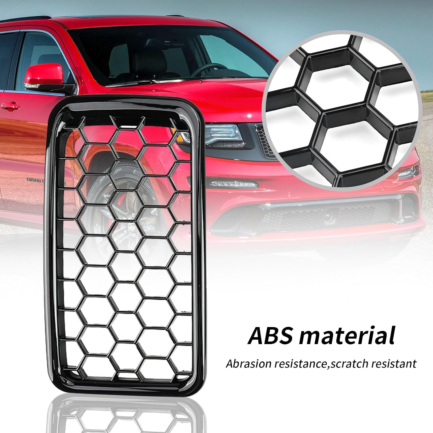 Covelta 7PCS Glossy Black Honeycomb Mesh Front Grill Inserts kits Replace for 2014-2016 Jeep Grand Cherokee WK 