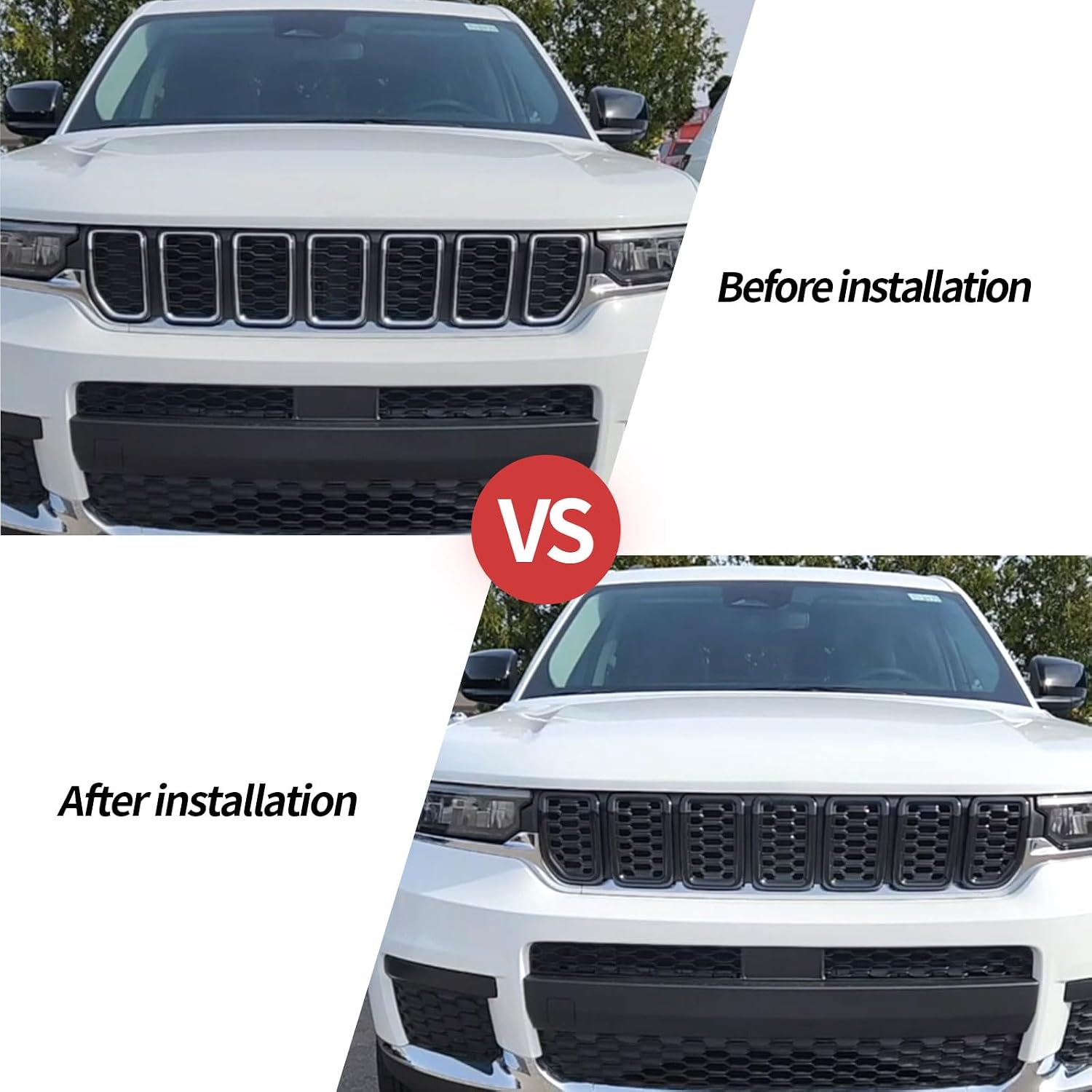 Covelta 8PCS Glossy Black Honeycomb Mesh Front Grill Inserts Replace for Jeep Grand Cherokee 2022-2025 WL and 2021-2025 L 