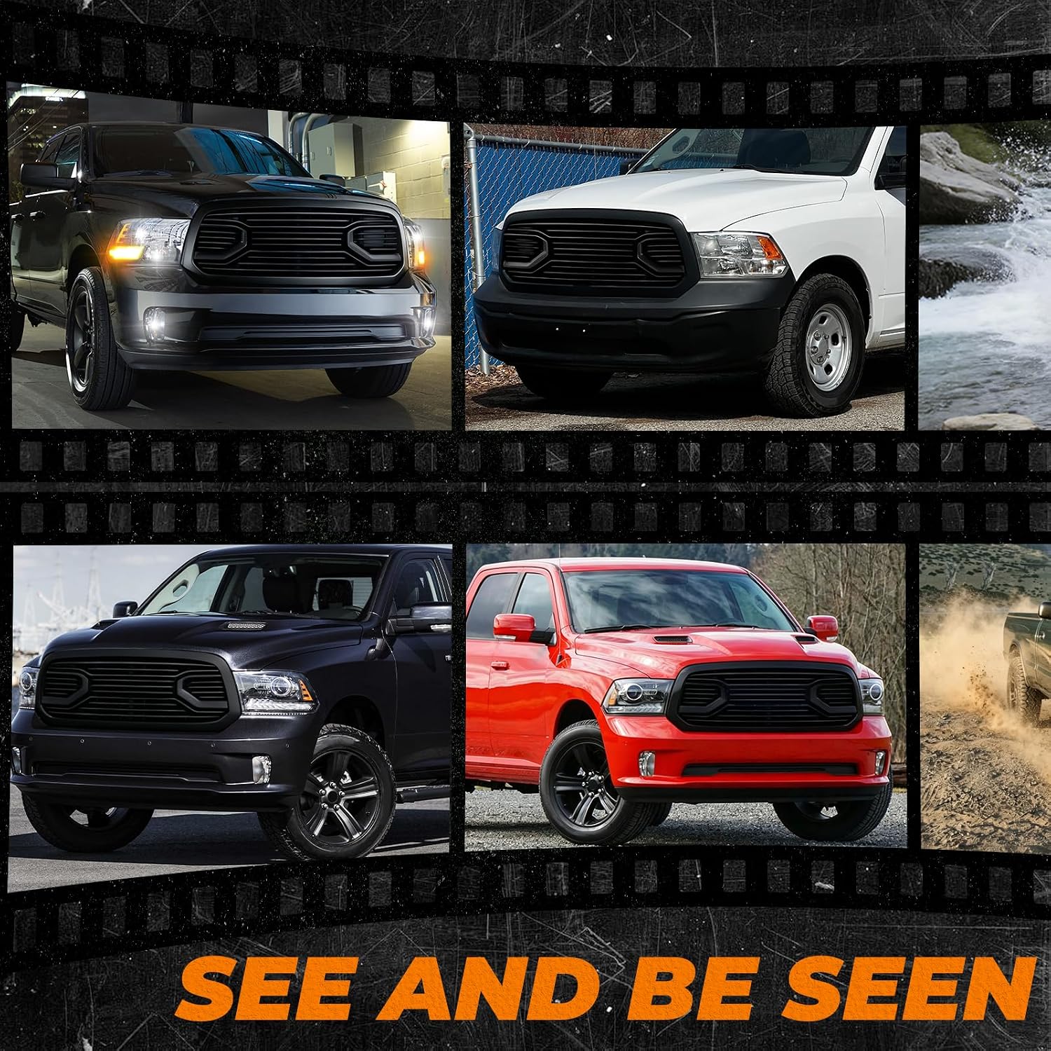 Covelta Matte Black Big Horn Style Front Grille for 2013–2018 Ram 1500 & 2019–2023 Ram 1500 Classic