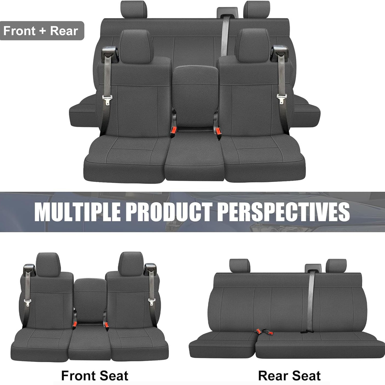Full Set Seat Cover Replacement for 2004–2008 Ford F-150 XLT Super Cab(Gray)