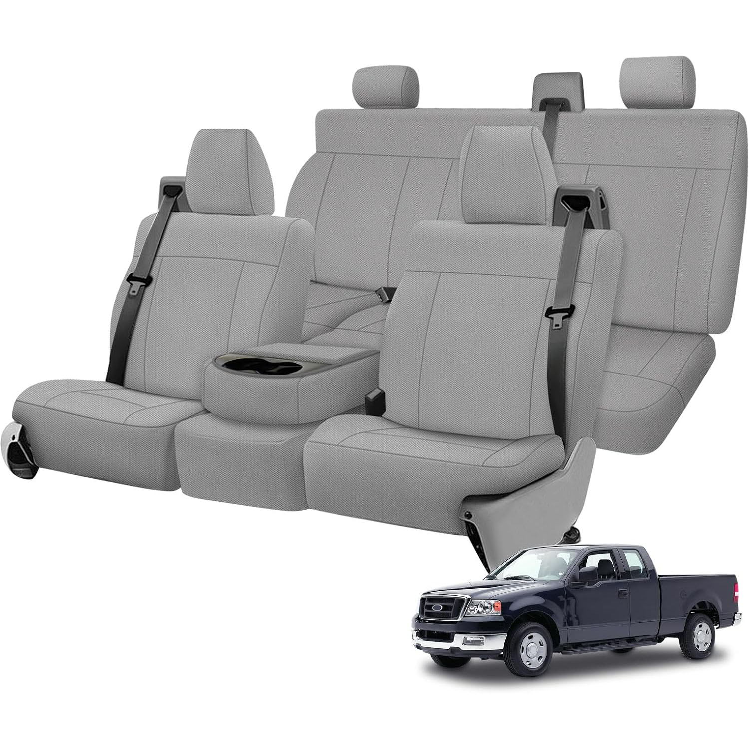 Full Seat Cover Set for 2004–2008 Ford F-150 XLT Super Cab（Light Gray）