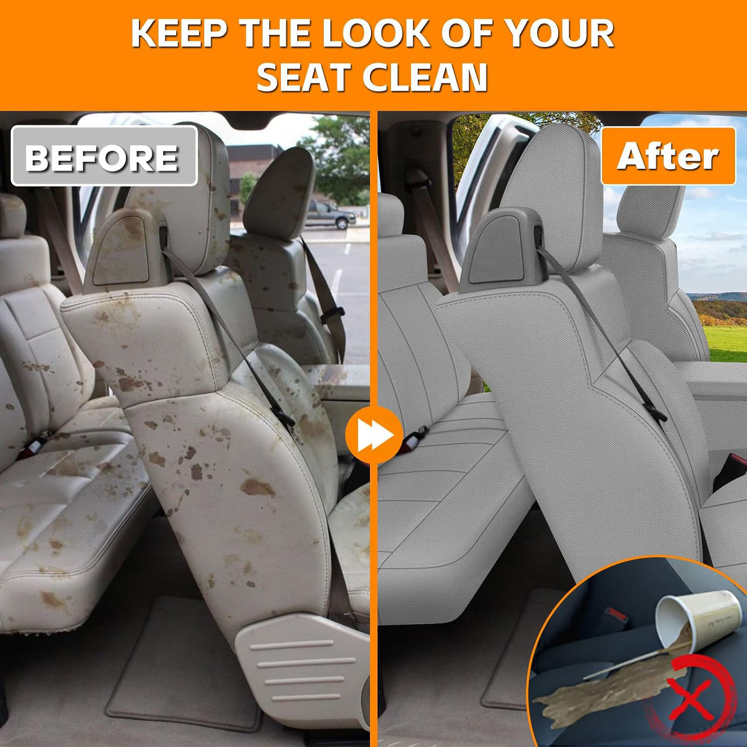 Full Seat Cover Set for 2004–2008 Ford F-150 XLT Super Cab（Light Gray）
