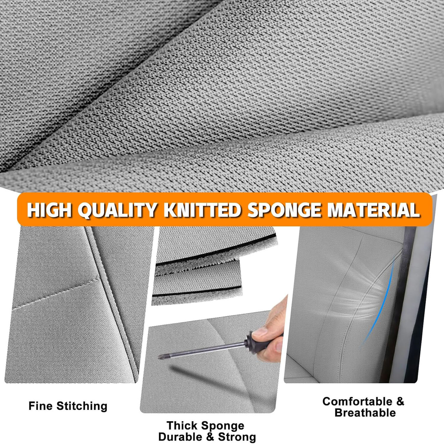 Full Seat Cover Set for 2004–2008 Ford F-150 XLT Super Cab（Light Gray）