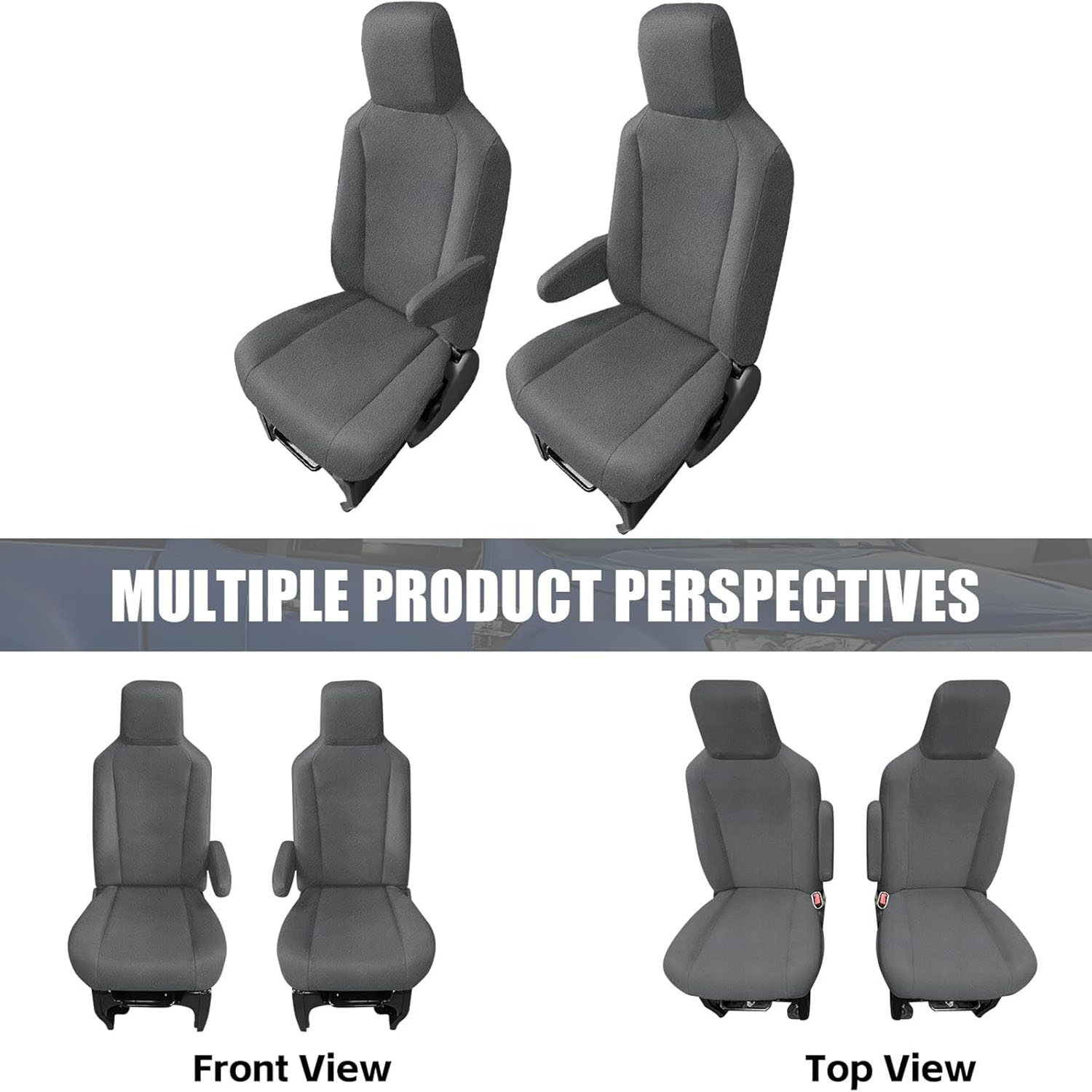 Front Seat Cover for 2009–2023 Ford E150 E250 E350 Van（Dark Gray）