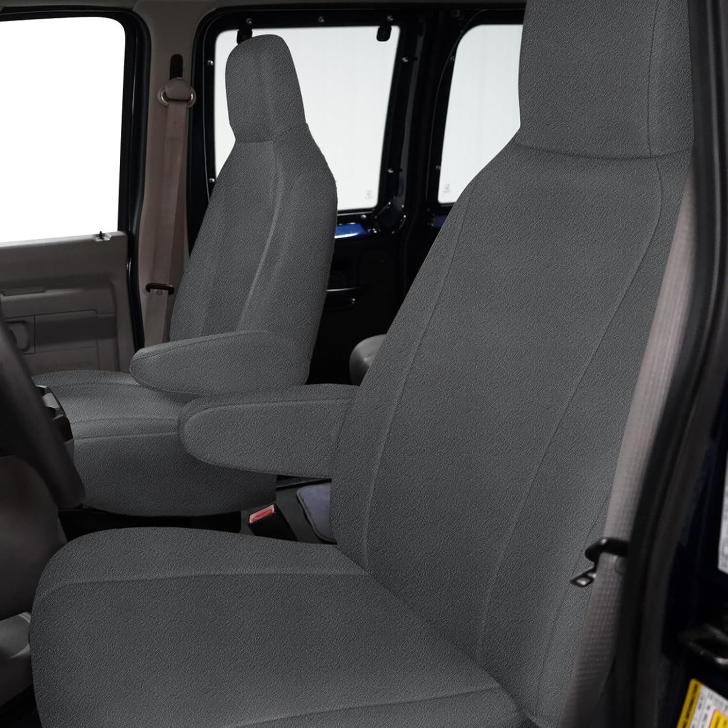 Front Seat Cover for 2009–2023 Ford E150 E250 E350 Van（Dark Gray）