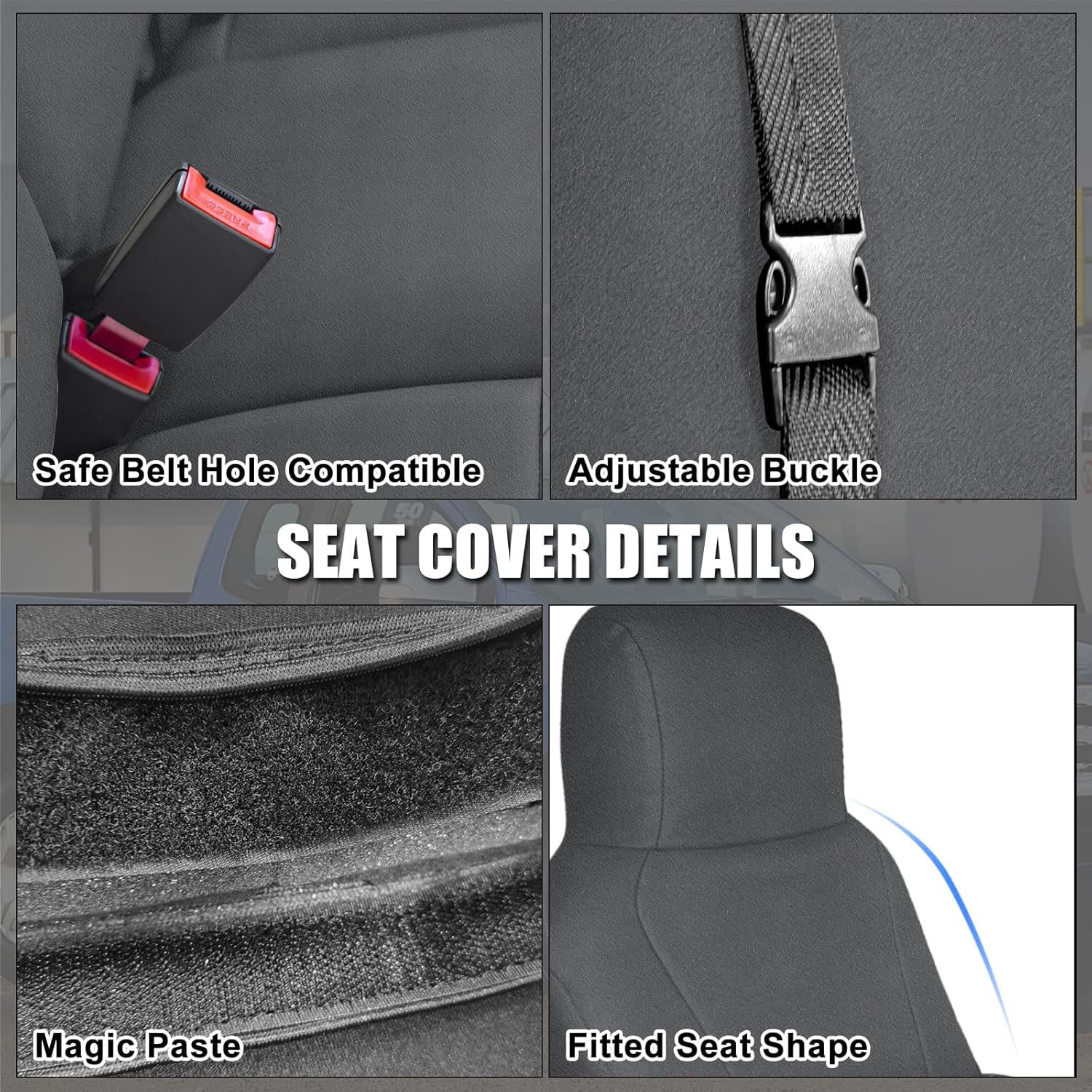 Front Seat Cover for 2009–2023 Ford E150 E250 E350 Van（Dark Gray）