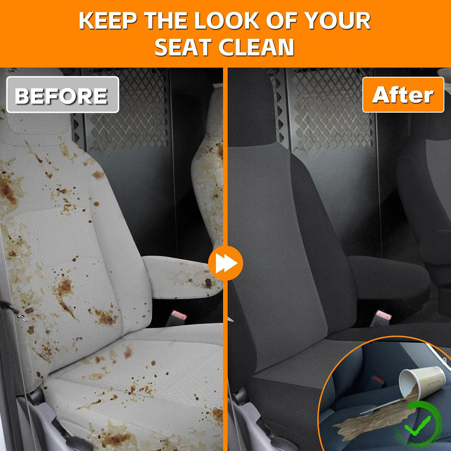 Front Seat Cover for 2009–2023 Ford E150 E250 E350 Van（Black/Charcoal）