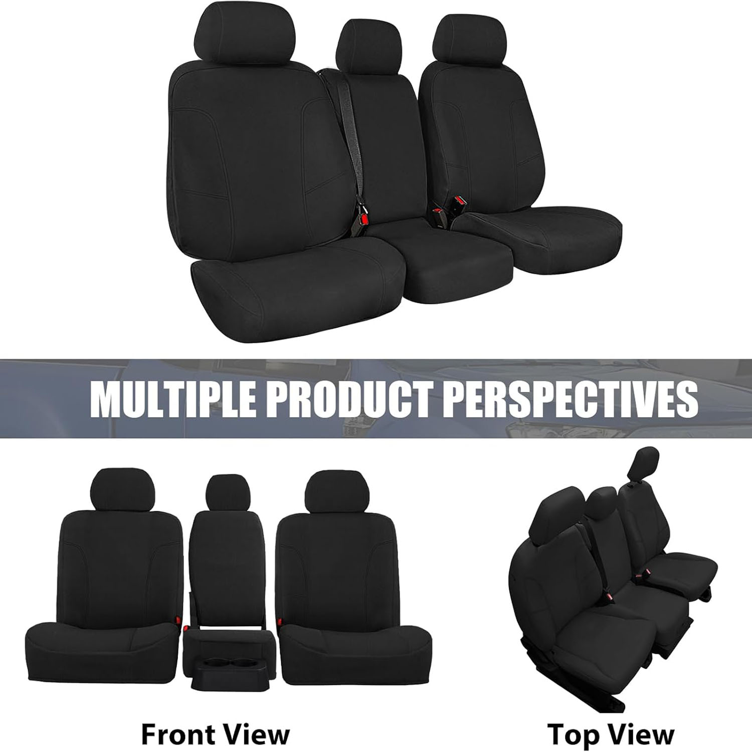 Front Seat Cover for 2011–2014 Ford F-150 F-250 F-350 F-450 F-550(Black)