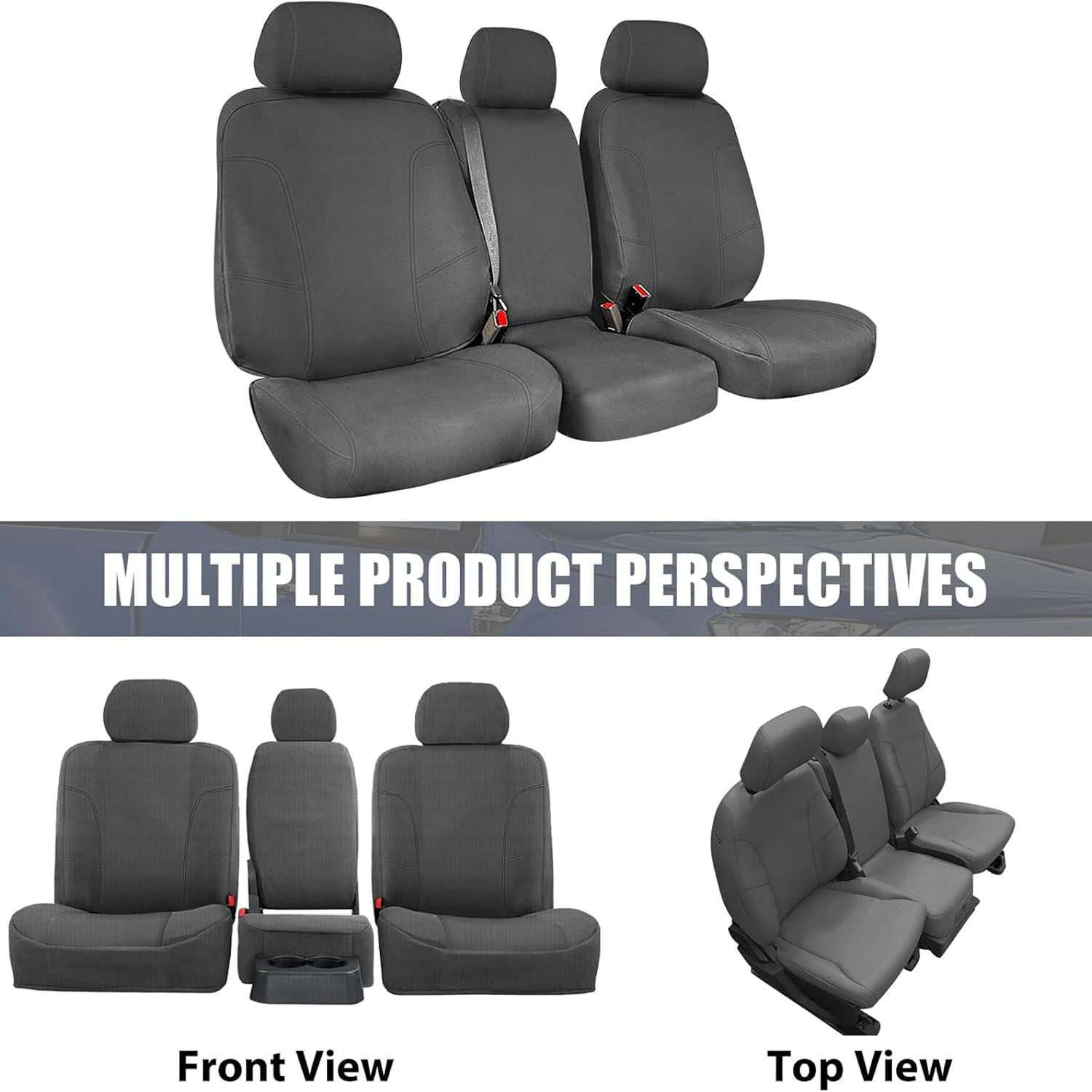 Front Seat Cover for 2011–2014 Ford F-150 F-250 F-350 F-450 F-550(Gray)