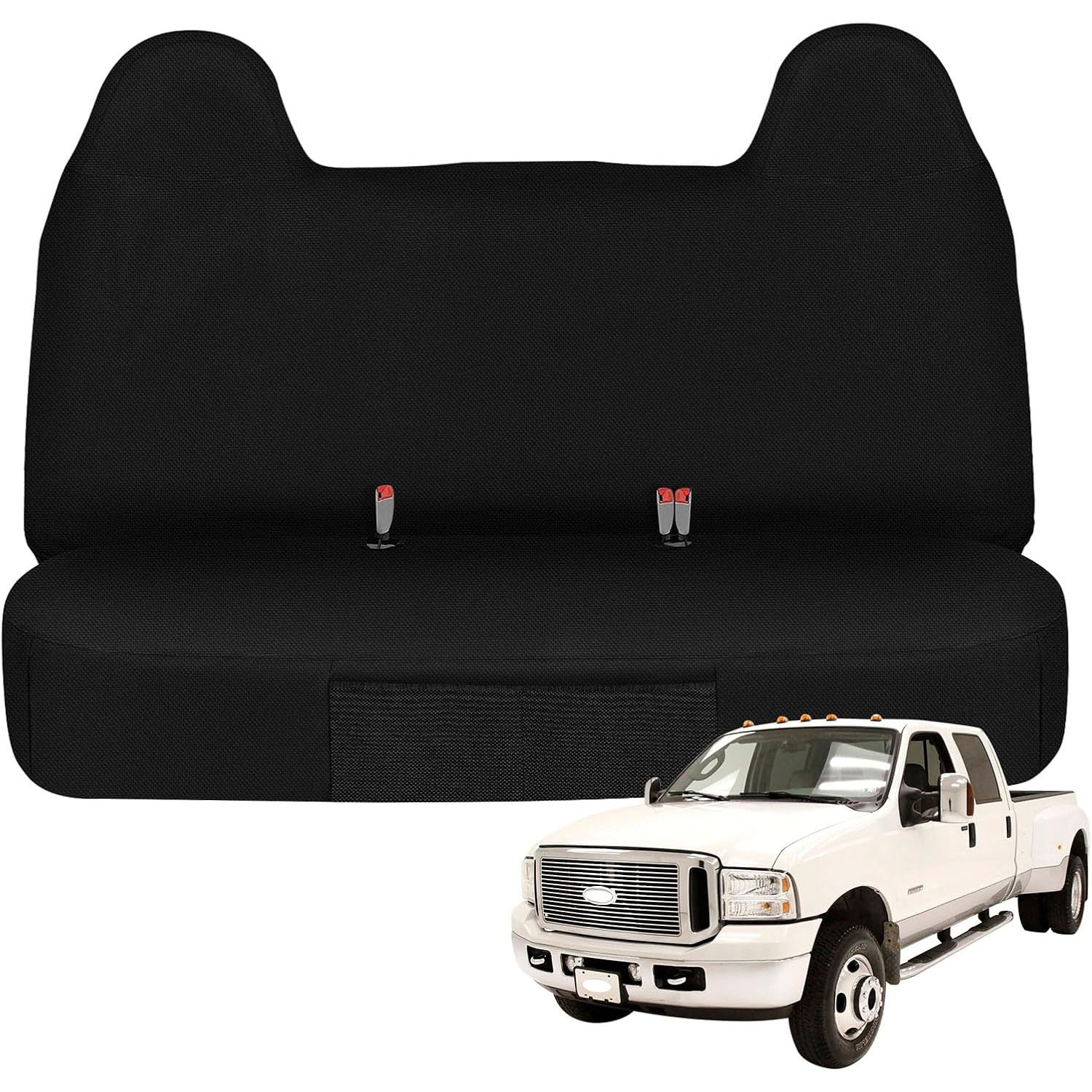 Front Bench Seat Cover for 1999–2007 Ford F-250 F-350 F-450 F-550（Black）