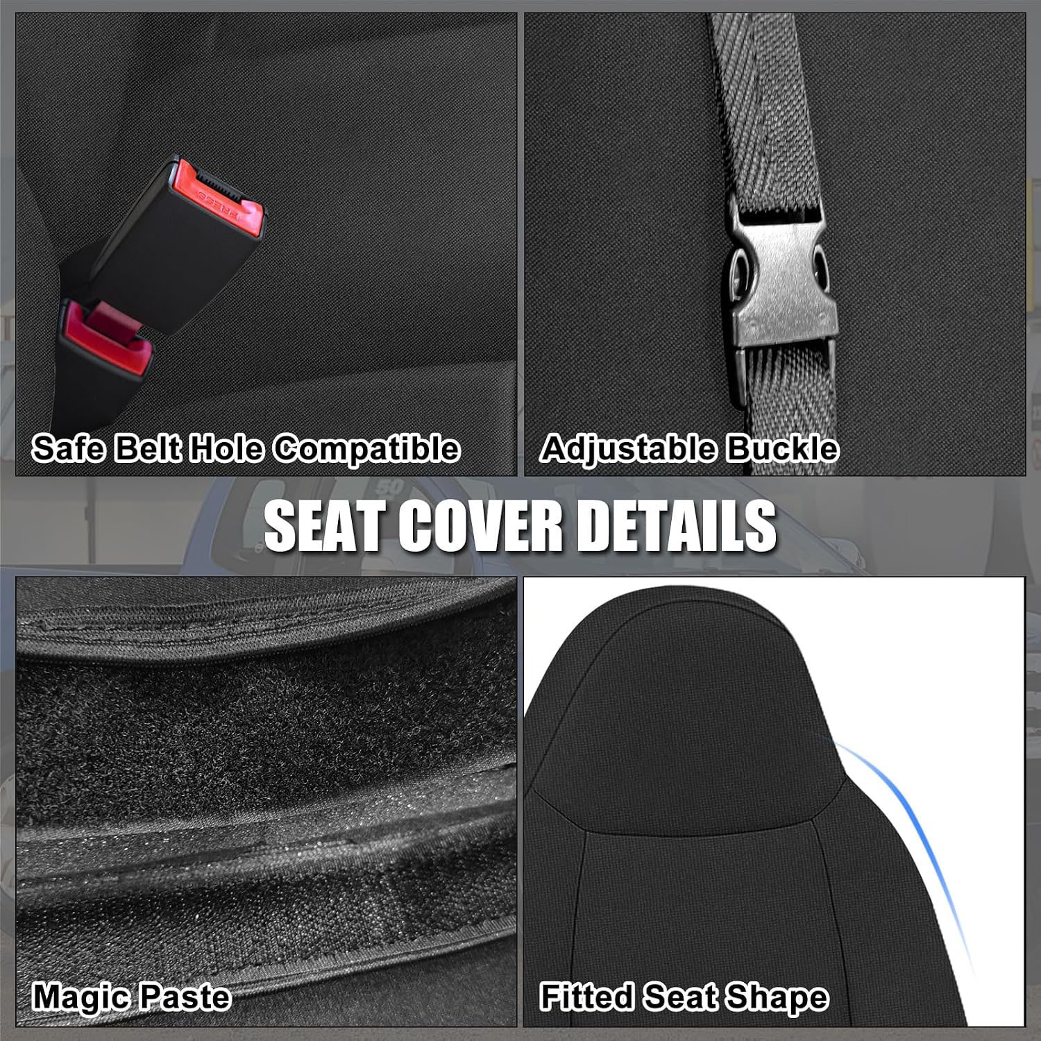 Front Seat Cover for 1999–2007 Ford F-250 F-350 F-450 F-550(Black)
