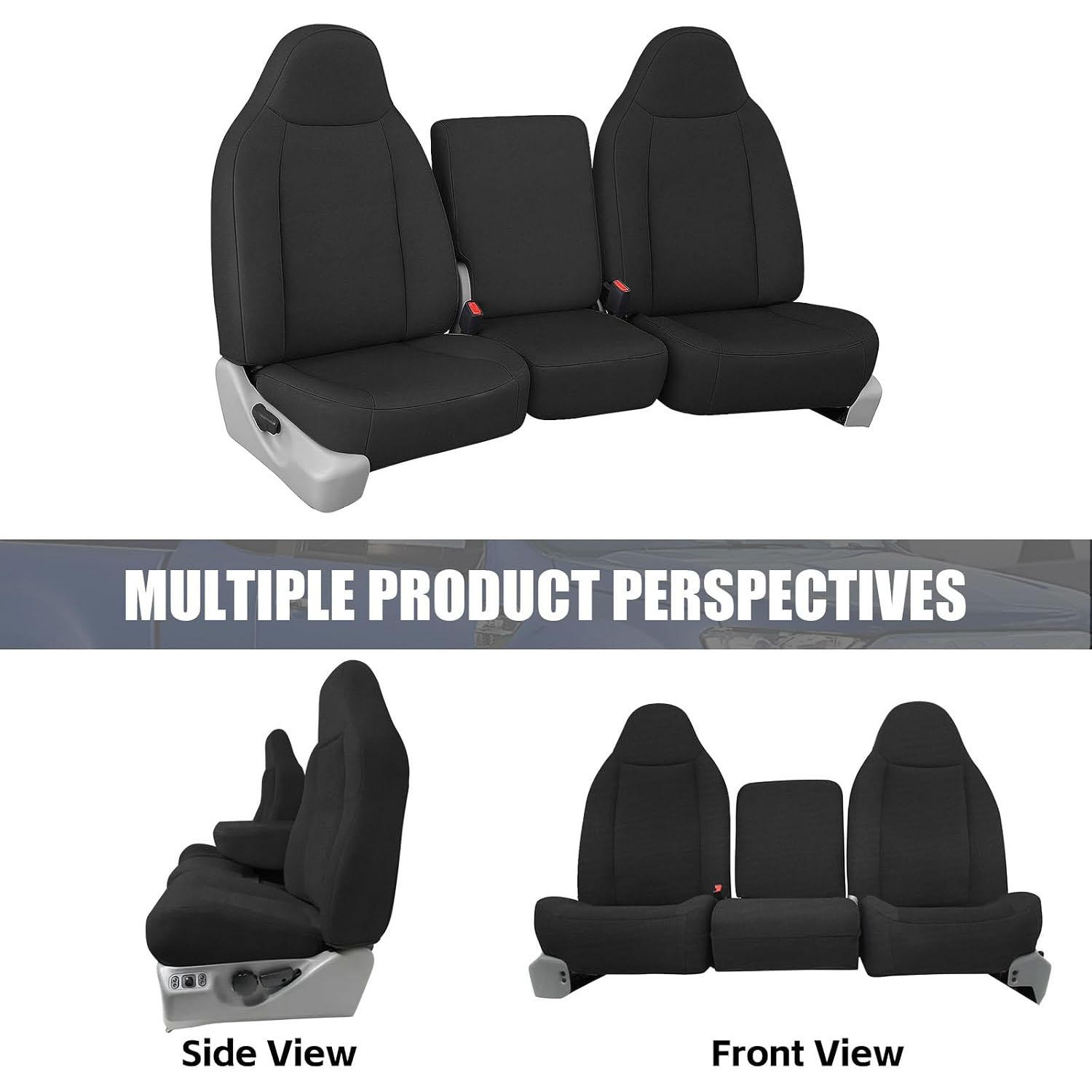Front Seat Cover for 1999–2007 Ford F-250 F-350 F-450 F-550(Black)