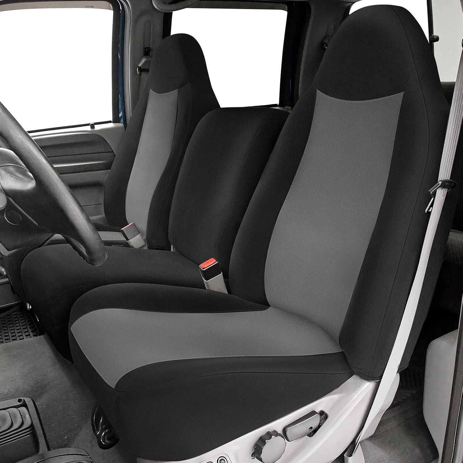 Front Seat Cover for 1999–2007 Ford F-250 F-350 F-450 F-550(	Black and Charcoal)