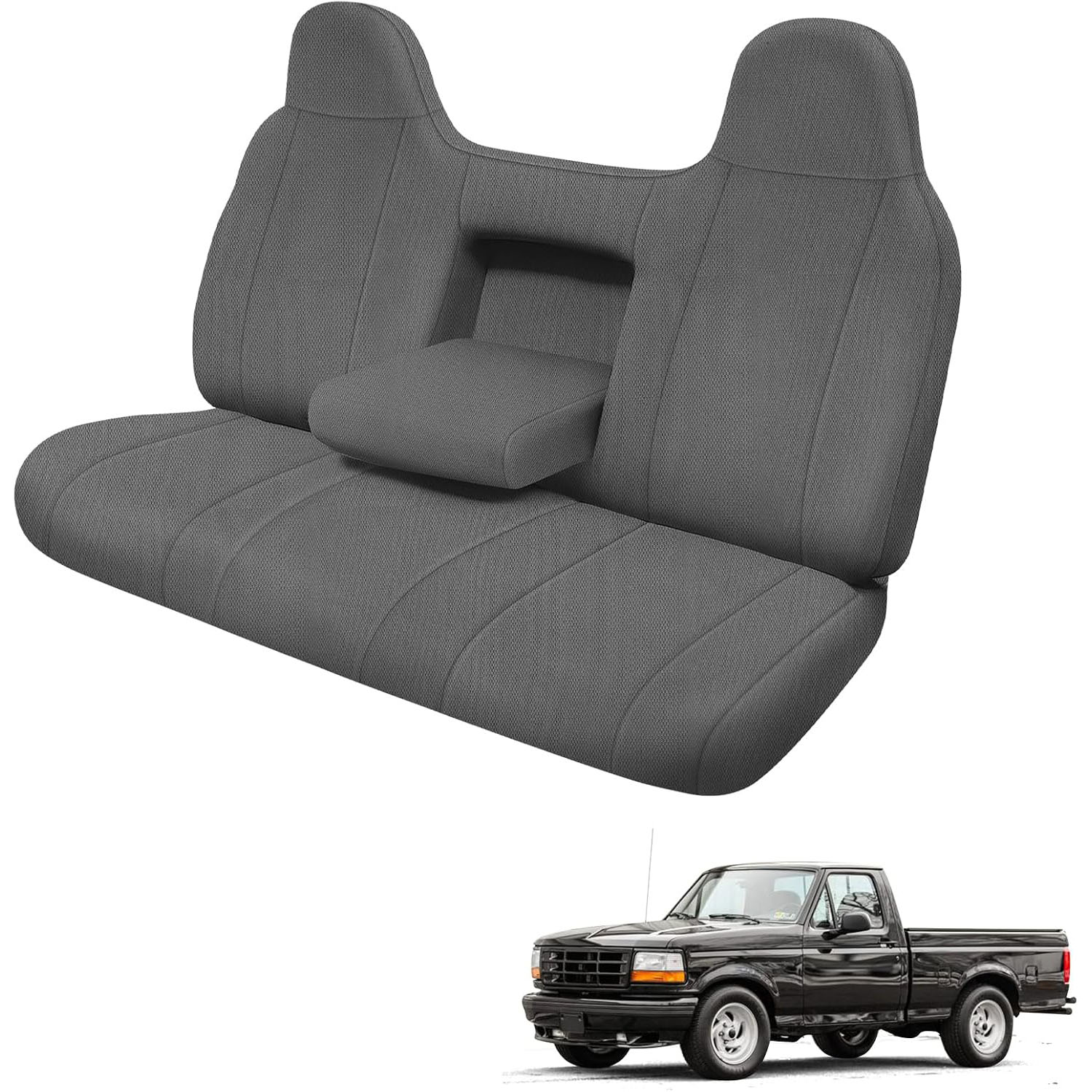 Front Seat Cover for 1993–1998 Ford Truck Regular Cab / XCab / Crew Cab(Gray)