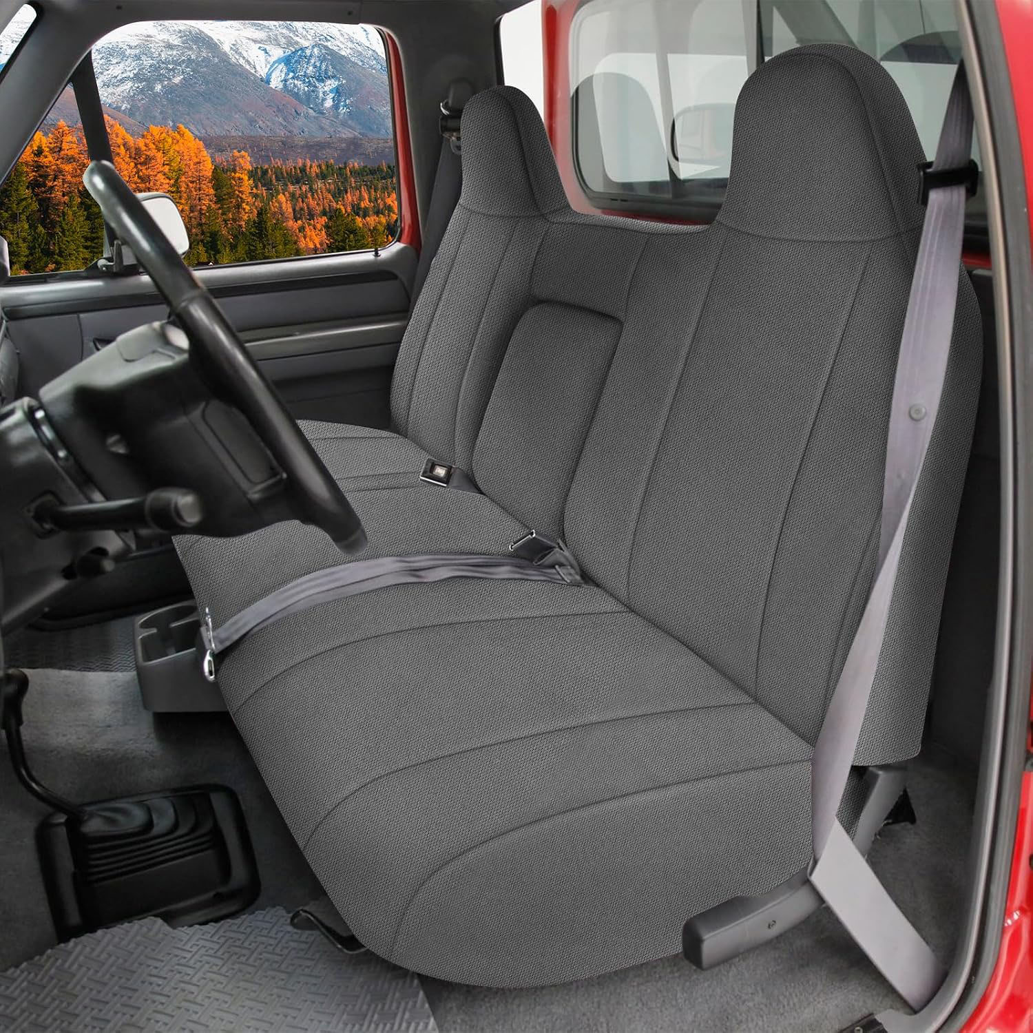 Front Seat Cover for 1993–1998 Ford Truck Regular Cab / XCab / Crew Cab(Gray)