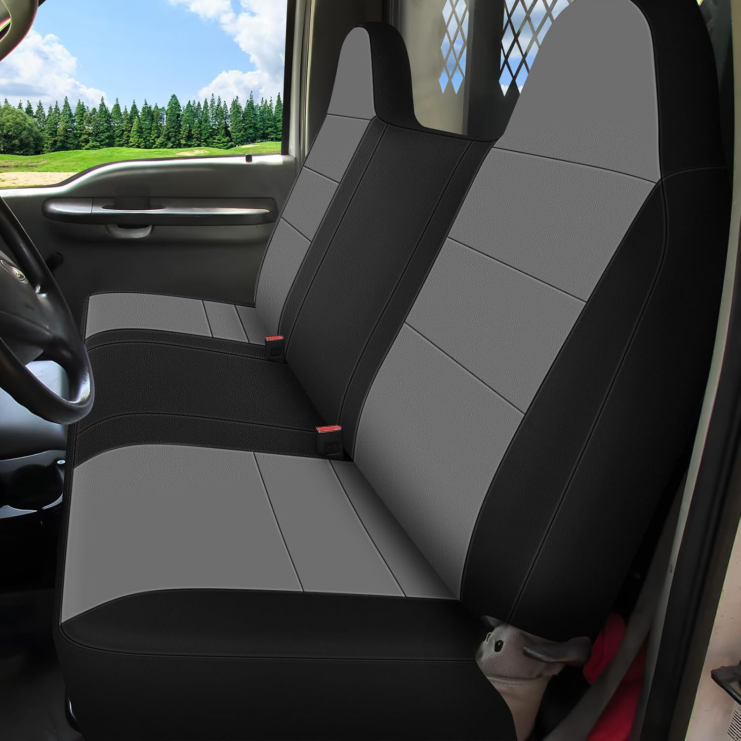 Front Bench Seat Cover for 1995–2010 Ford F-250 F-350 F-450(	Black and Gray)