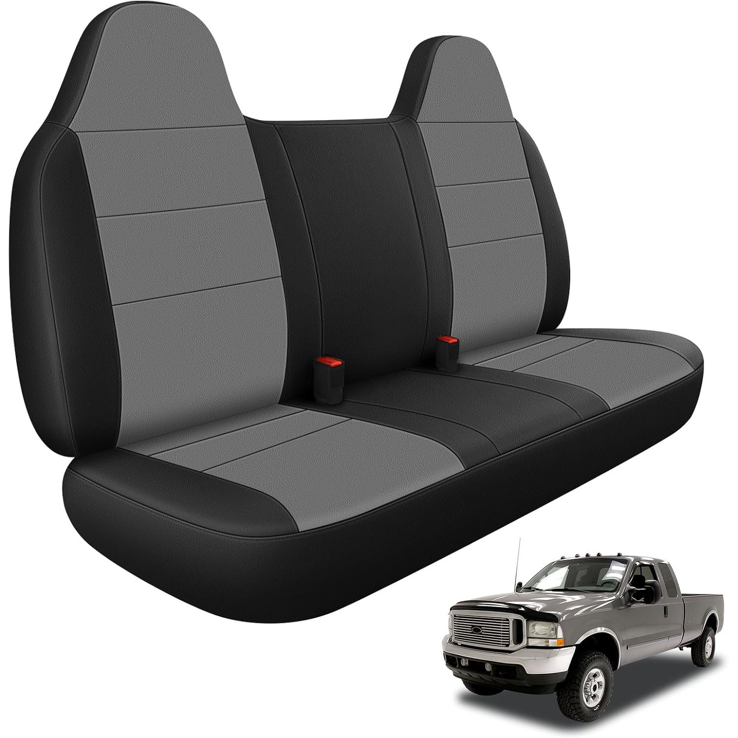 Front Bench Seat Cover for 1995–2010 Ford F-250 F-350 F-450(	Black and Gray)