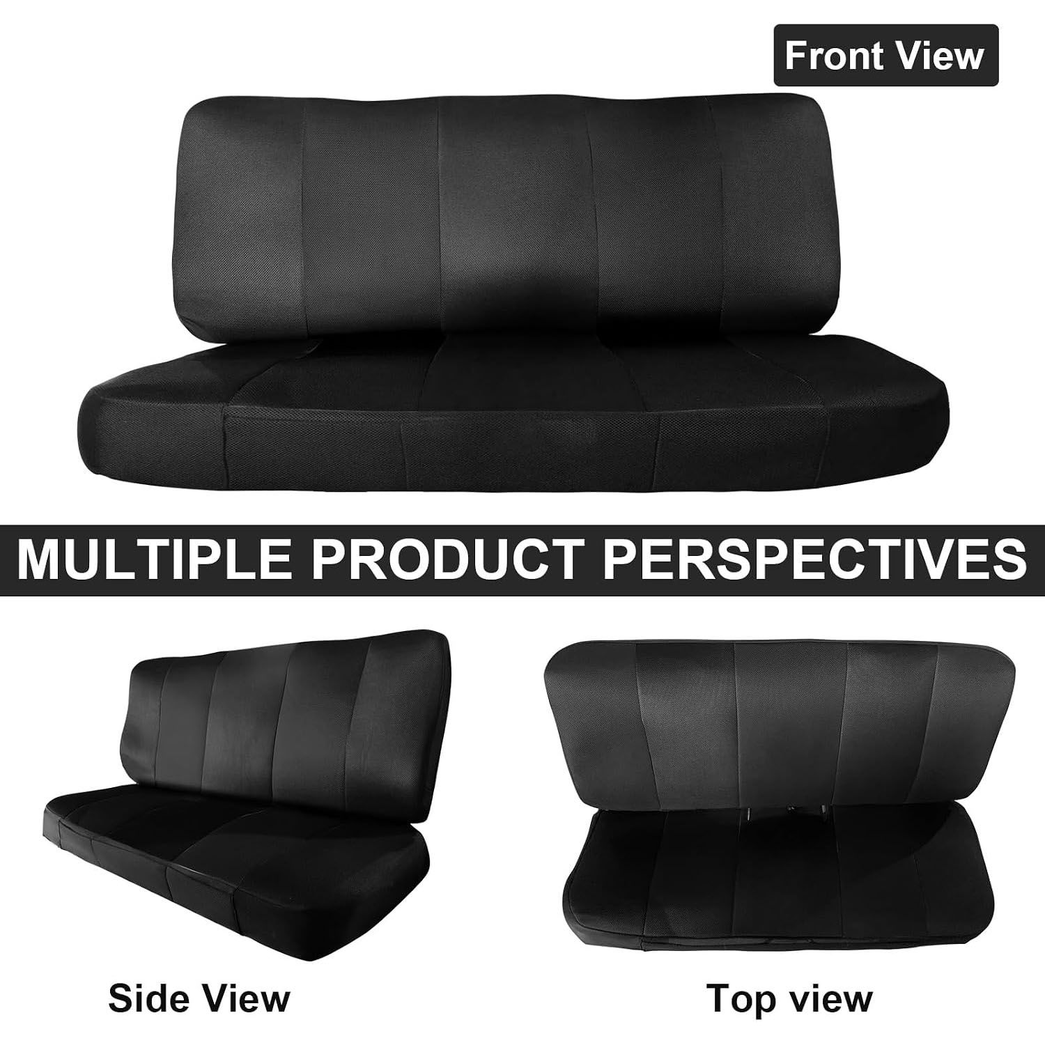 Front Bench Seat Cover for 1969–1996 Ford F100 F150 F250 Classic Truck(Black)