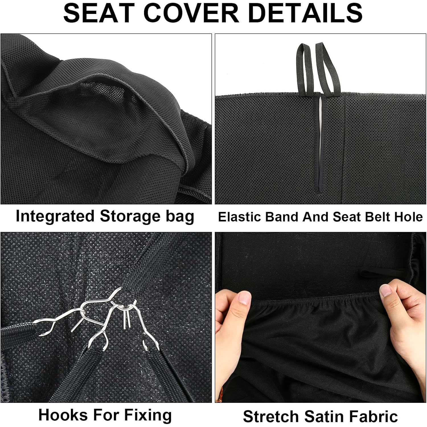 Front Bench Seat Cover for 1969–1996 Ford F100 F150 F250 Classic Truck(Black)