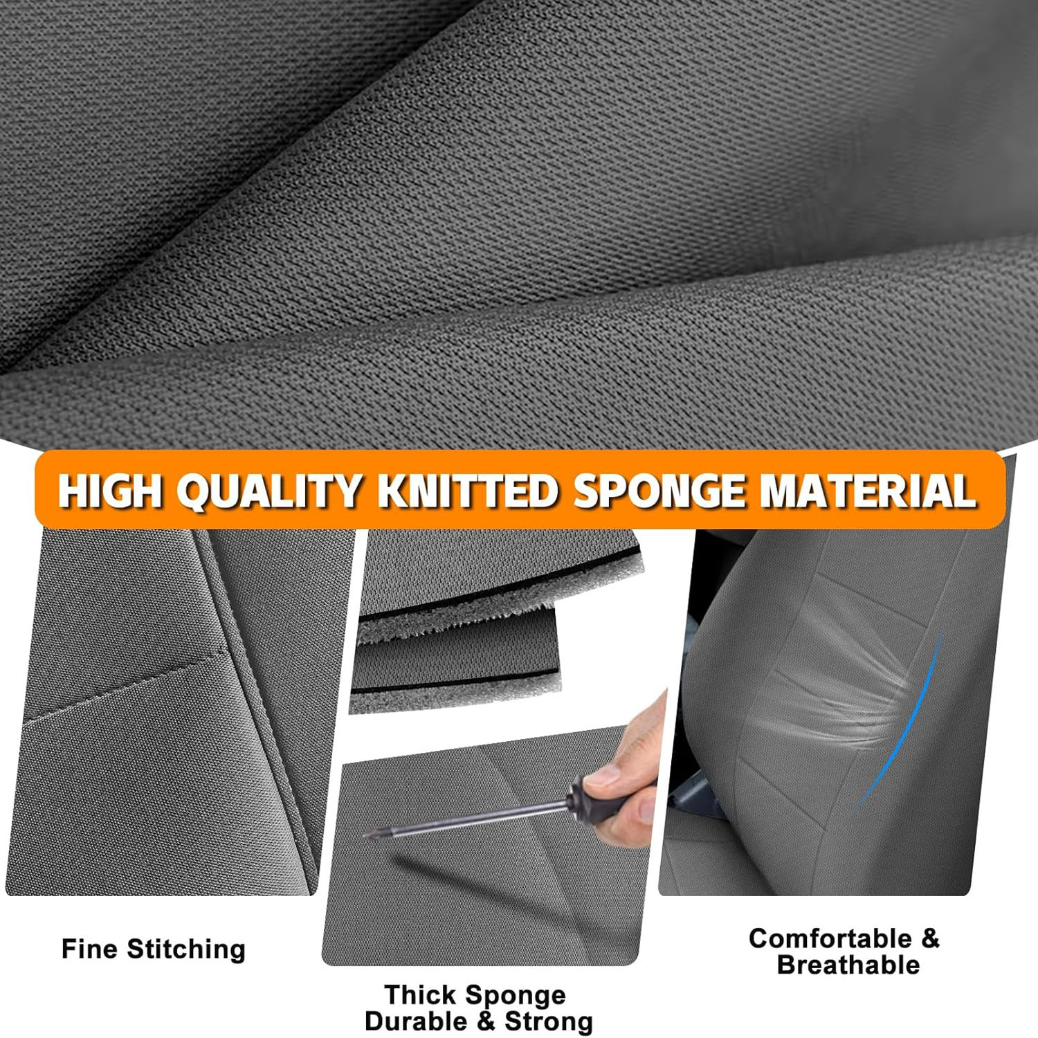 Front Bench Seat Cover for 1992–1998 Ford F150 F250 F350（Charcoal）