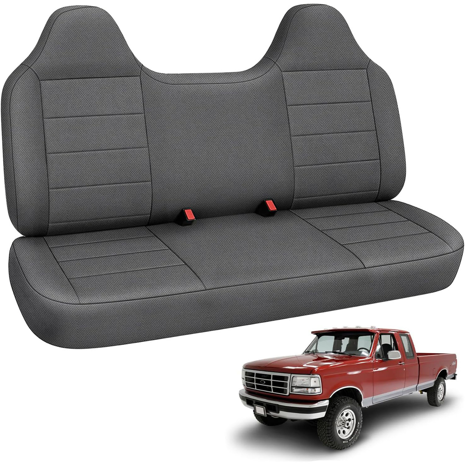 Front Bench Seat Cover for 1992–1998 Ford F150 F250 F350（Charcoal）