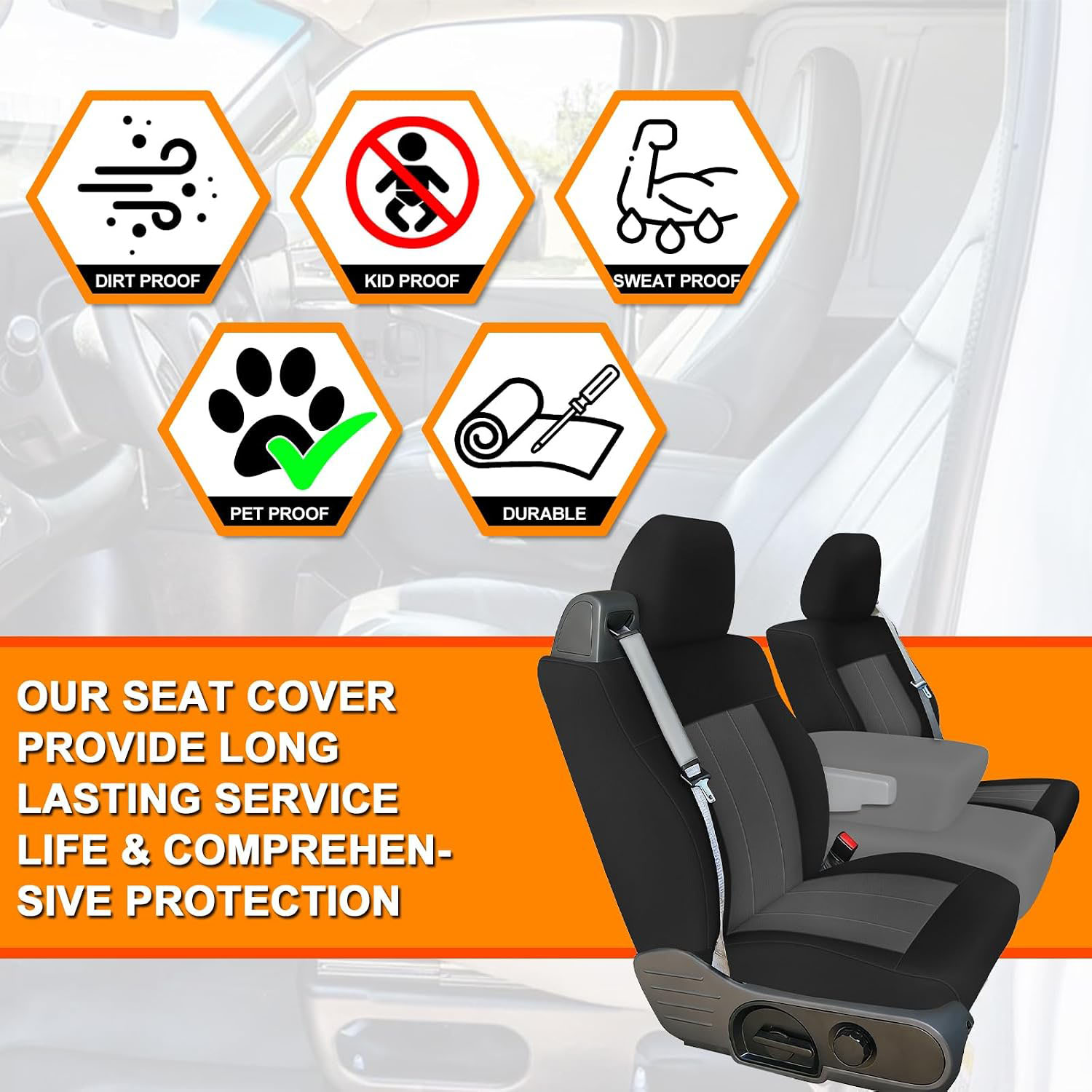  Front Bench Seat Cover for 2004–2008 Ford F150 XL