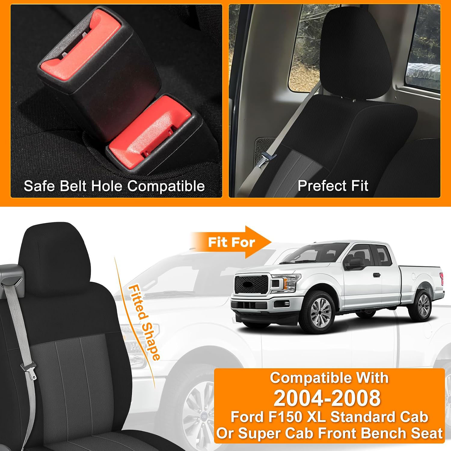  Front Bench Seat Cover for 2004–2008 Ford F150 XL