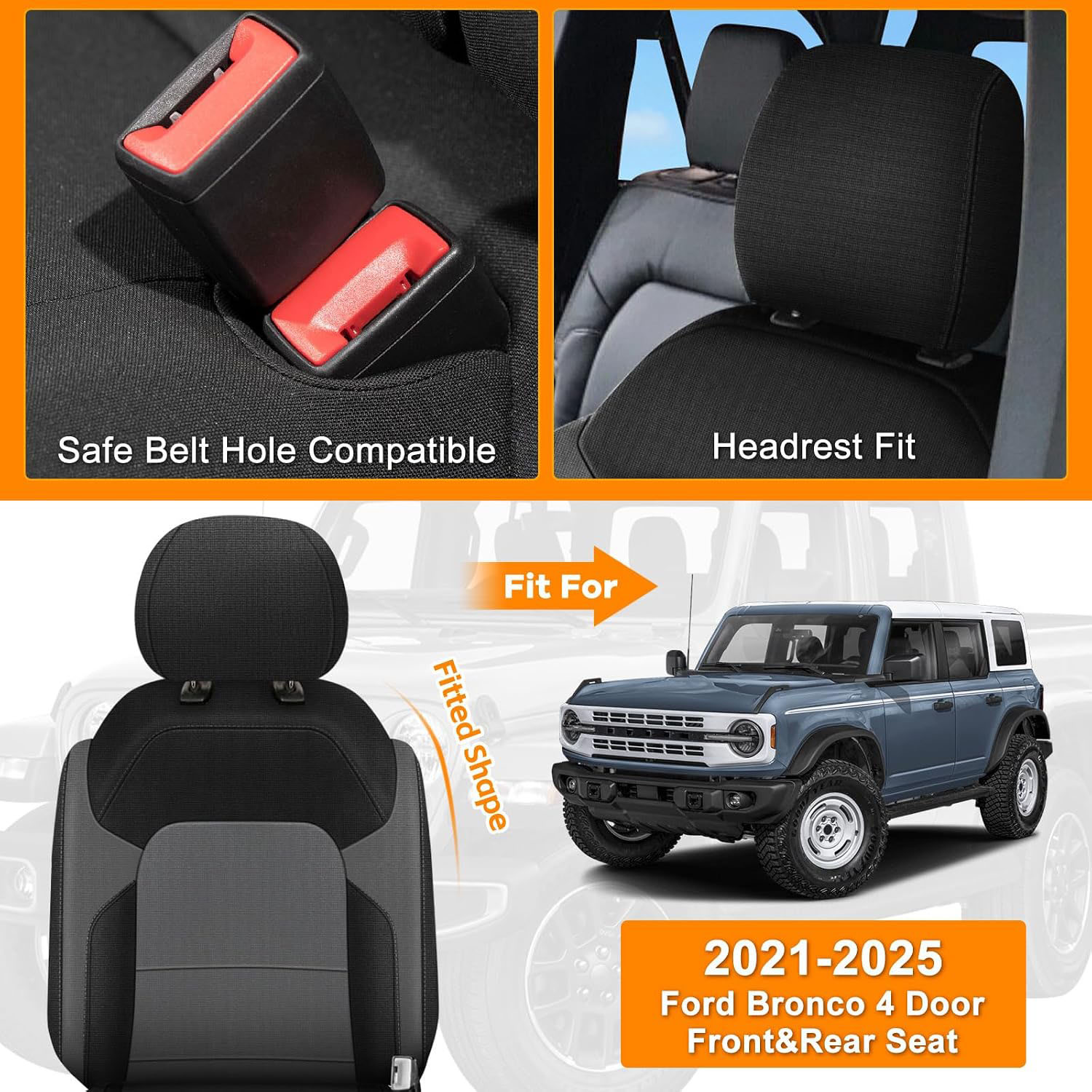 Full Seat Cover for 2021–2025 Ford Bronco 4 Door
