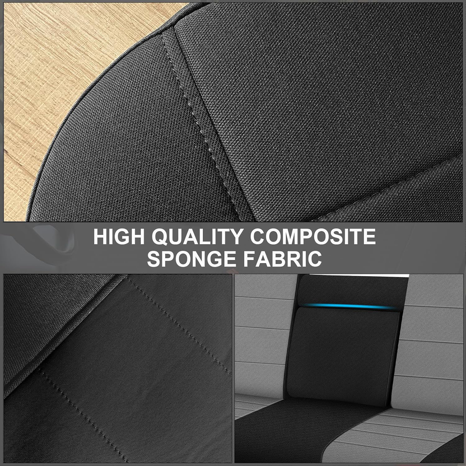 Covelta Front Bench Seat Cover for 1987–1991 Ford F150（Black/Gray）