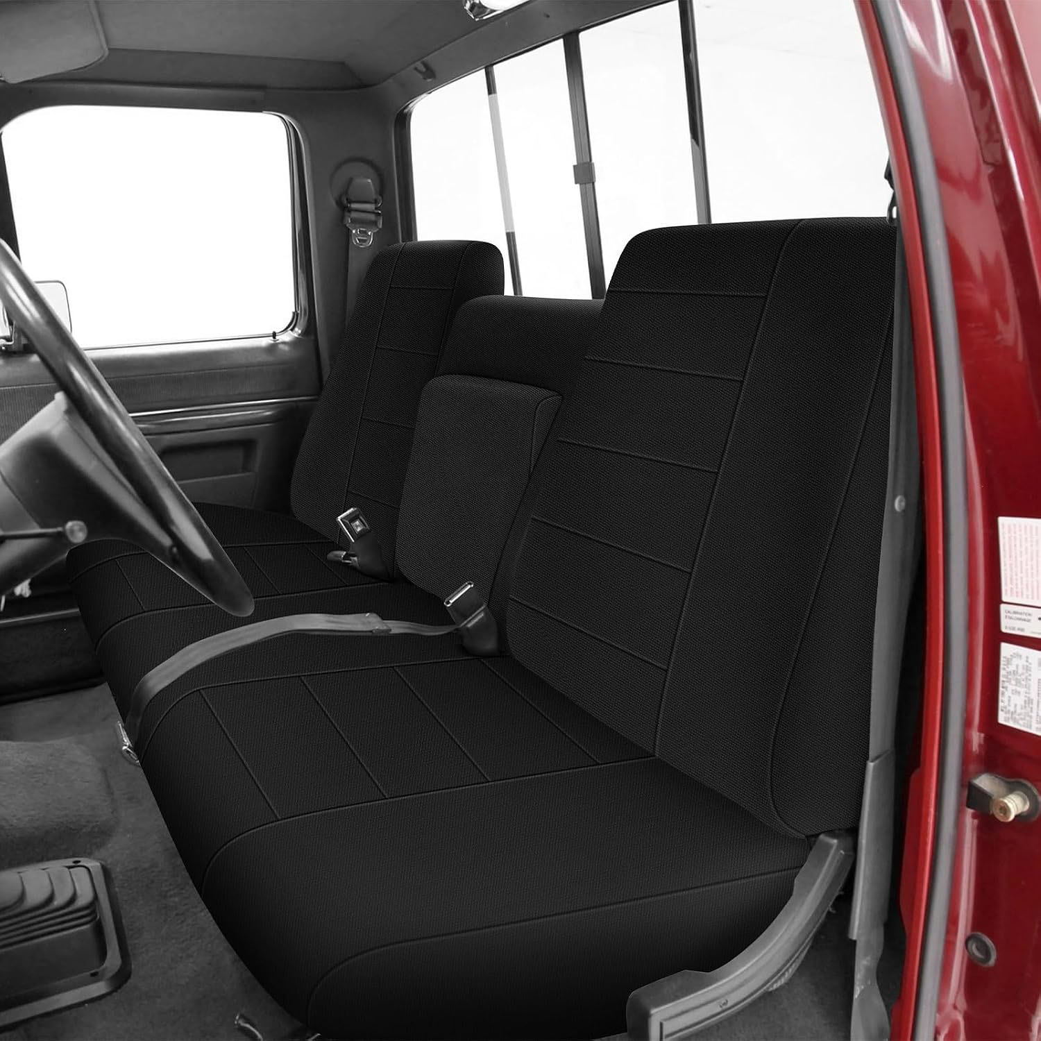 Covelta Front Bench Seat Cover for 1987–1991 Ford F150（Black）