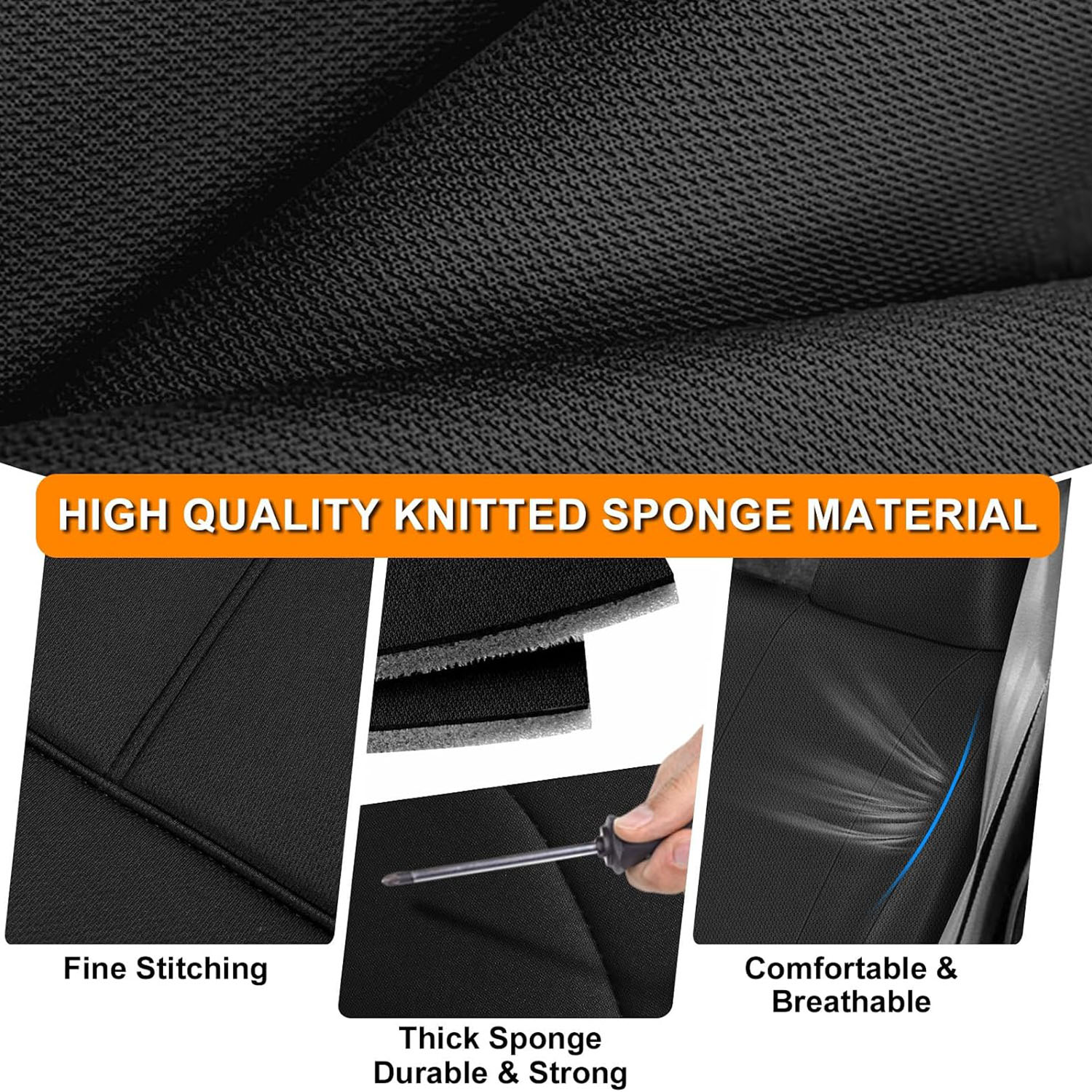 Covelta Front Bench Seat Cover for 1987–1991 Ford F150（Black）