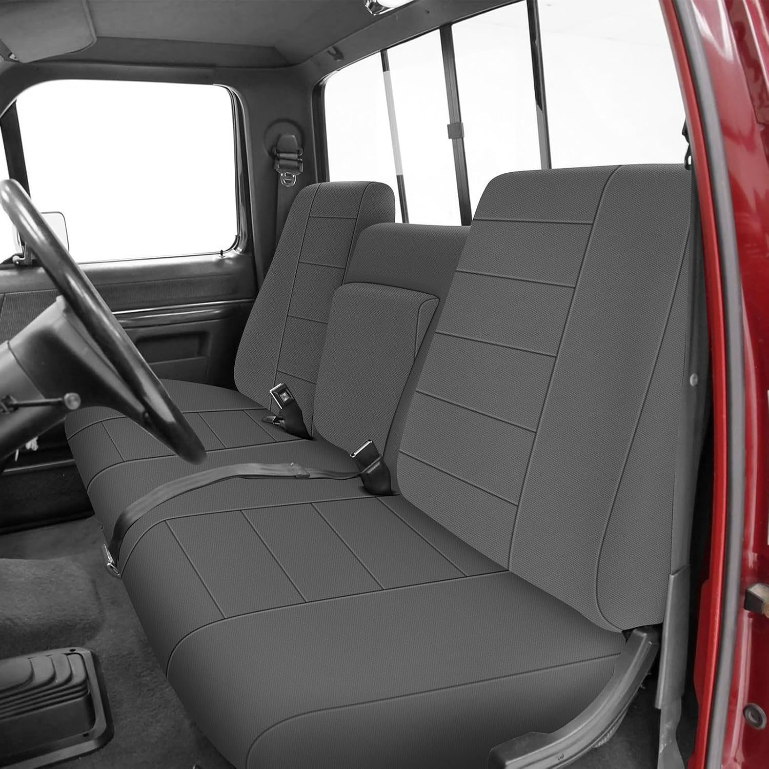 Covelta Front Bench Seat Cover for 1987–1991 Ford F150（Gray）