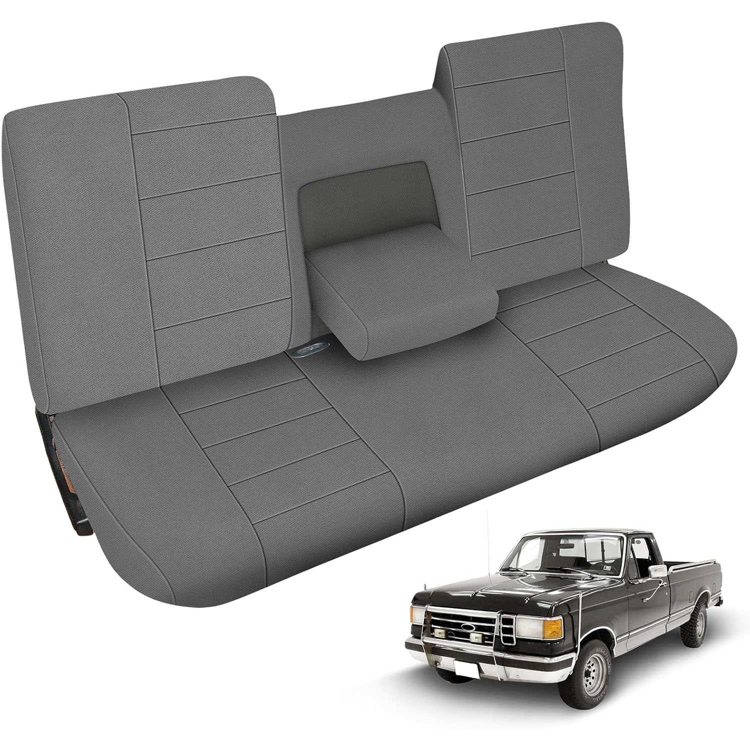 Covelta Front Bench Seat Cover for 1987–1991 Ford F150（Gray）