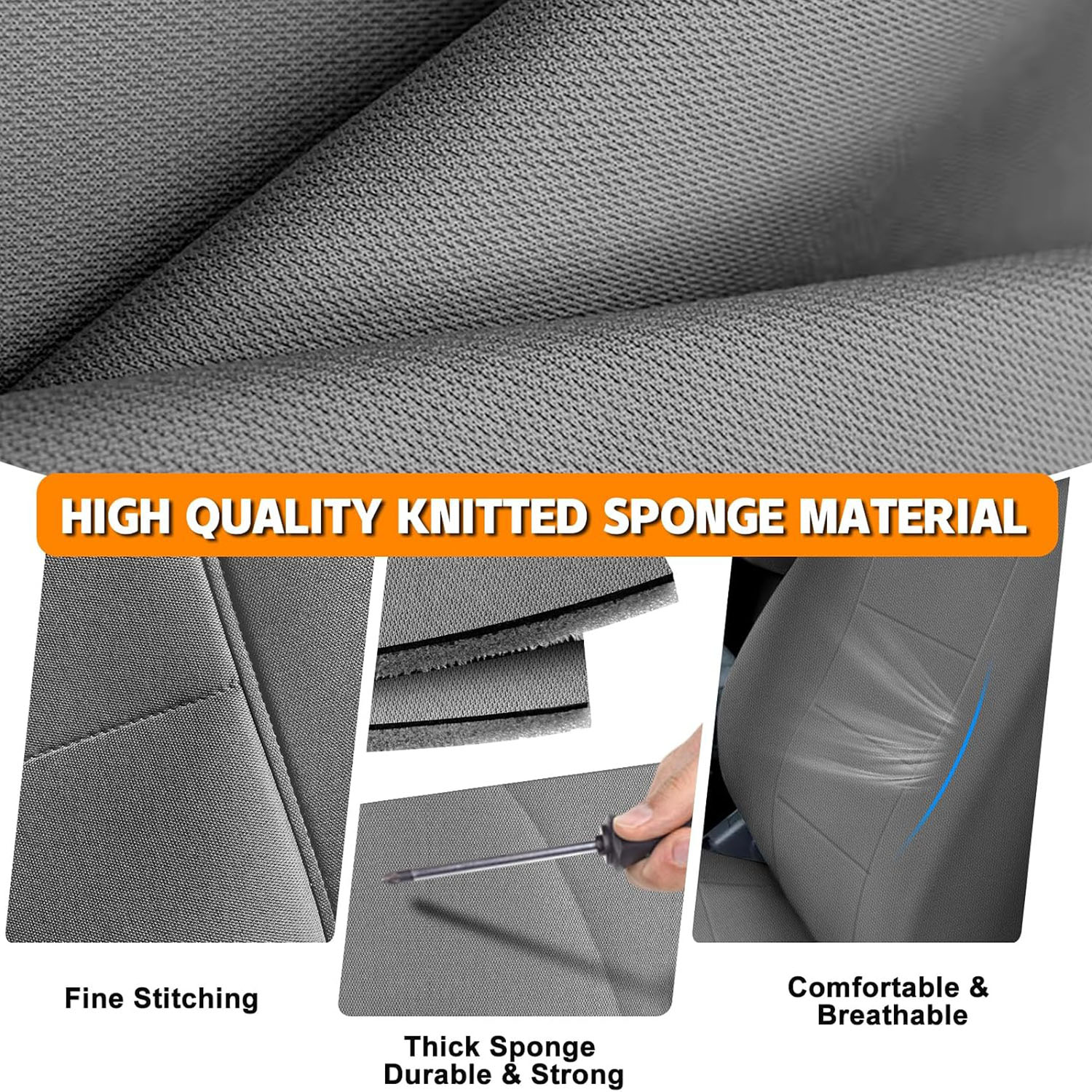 Covelta Front Bench Seat Cover for 1987–1991 Ford F150（Gray）