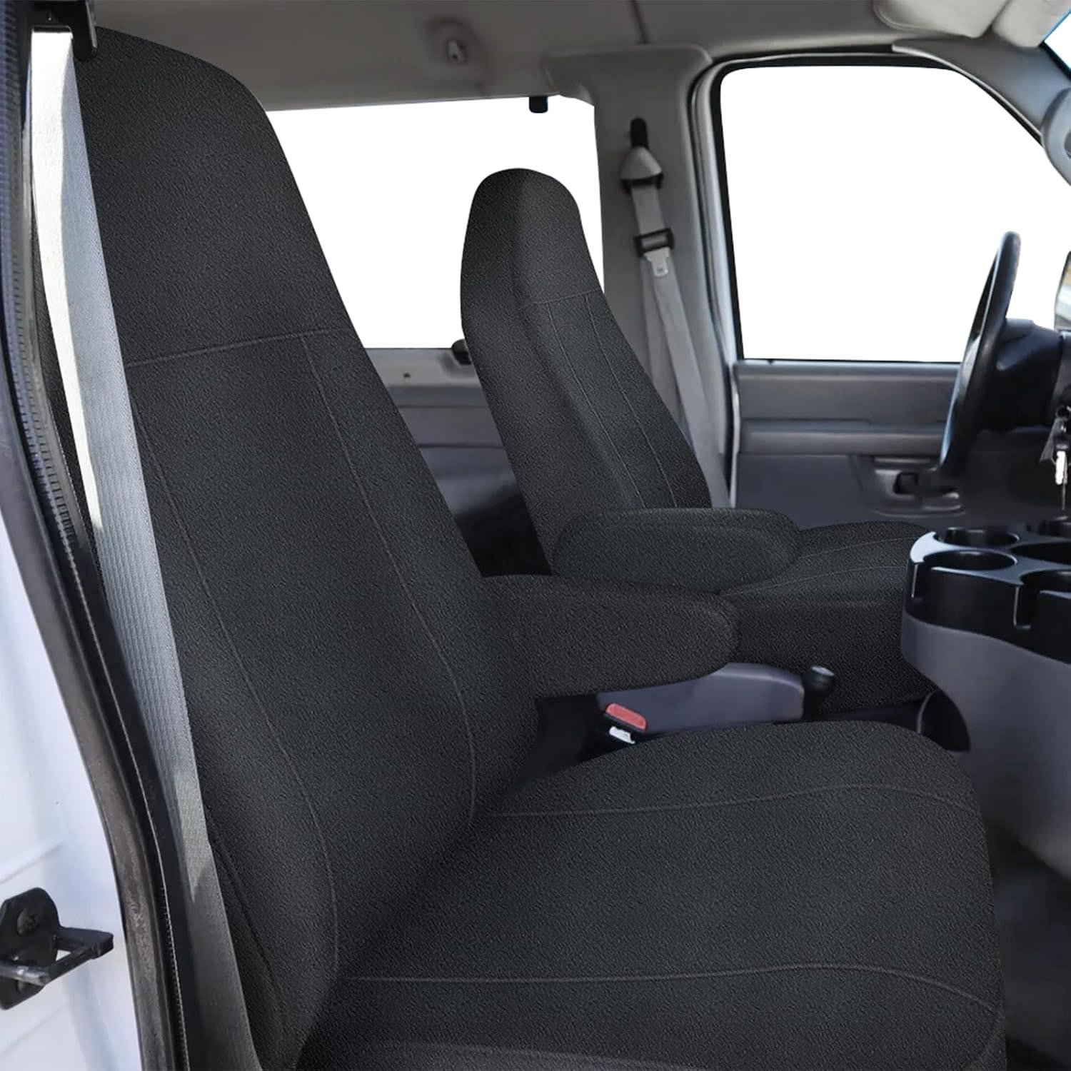 Covelta Front Seat Cover for 1993–2008 Ford E-Series Van(Black)