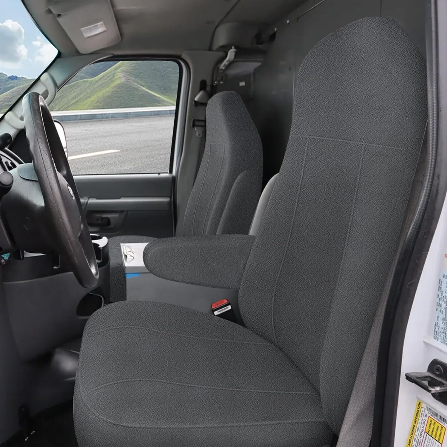 Covelta Front Seat Cover for 1993–2008 Ford E-150 E-250 E-350 E-450 Van(Gray)