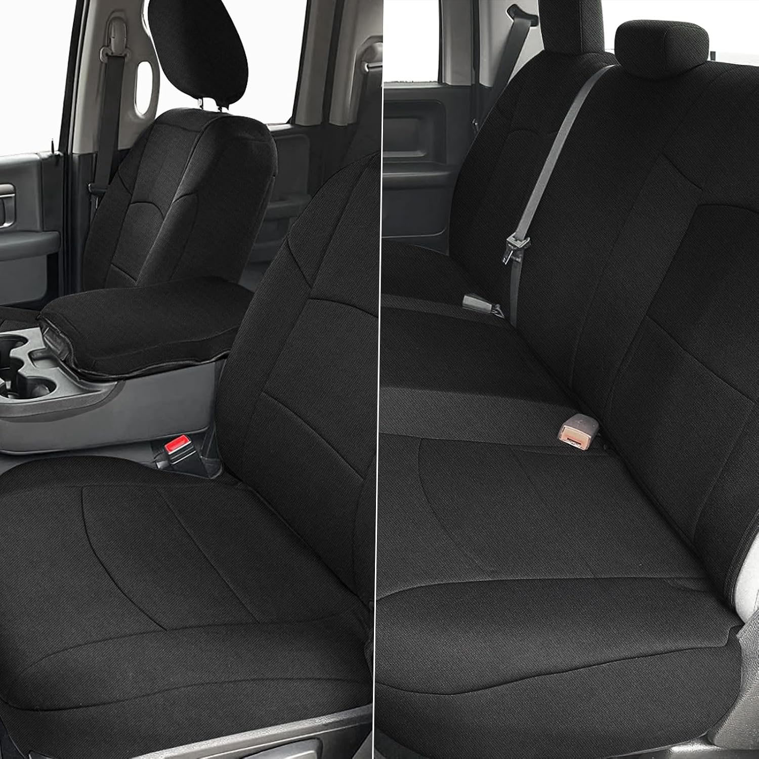 Covelta Front & Rear Seat Cover for 2013–2022 Dodge Ram 1500 2500 Crew Cab (Black)