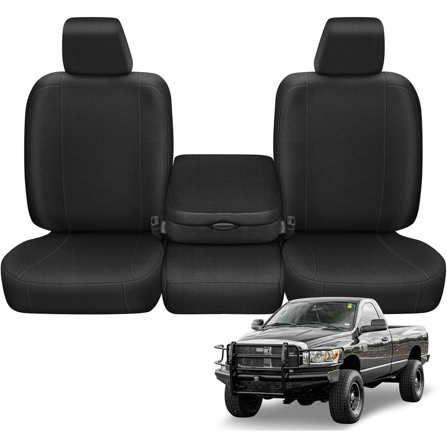 Covelta Front 40/20/40 Split Seat Cover for 2006–2009 Dodge Ram 2500 & 3500（Black）