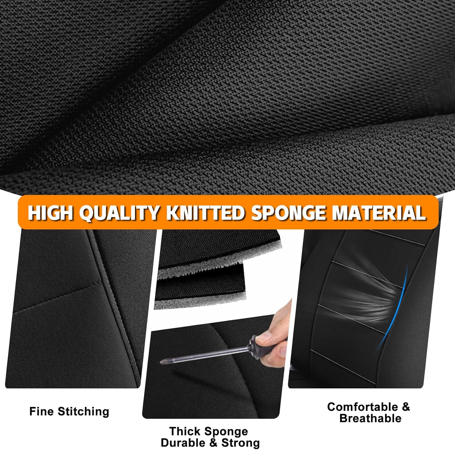 Covelta Front 40/20/40 Split Seat Cover for 2006–2009 Dodge Ram 2500 & 3500（Black）