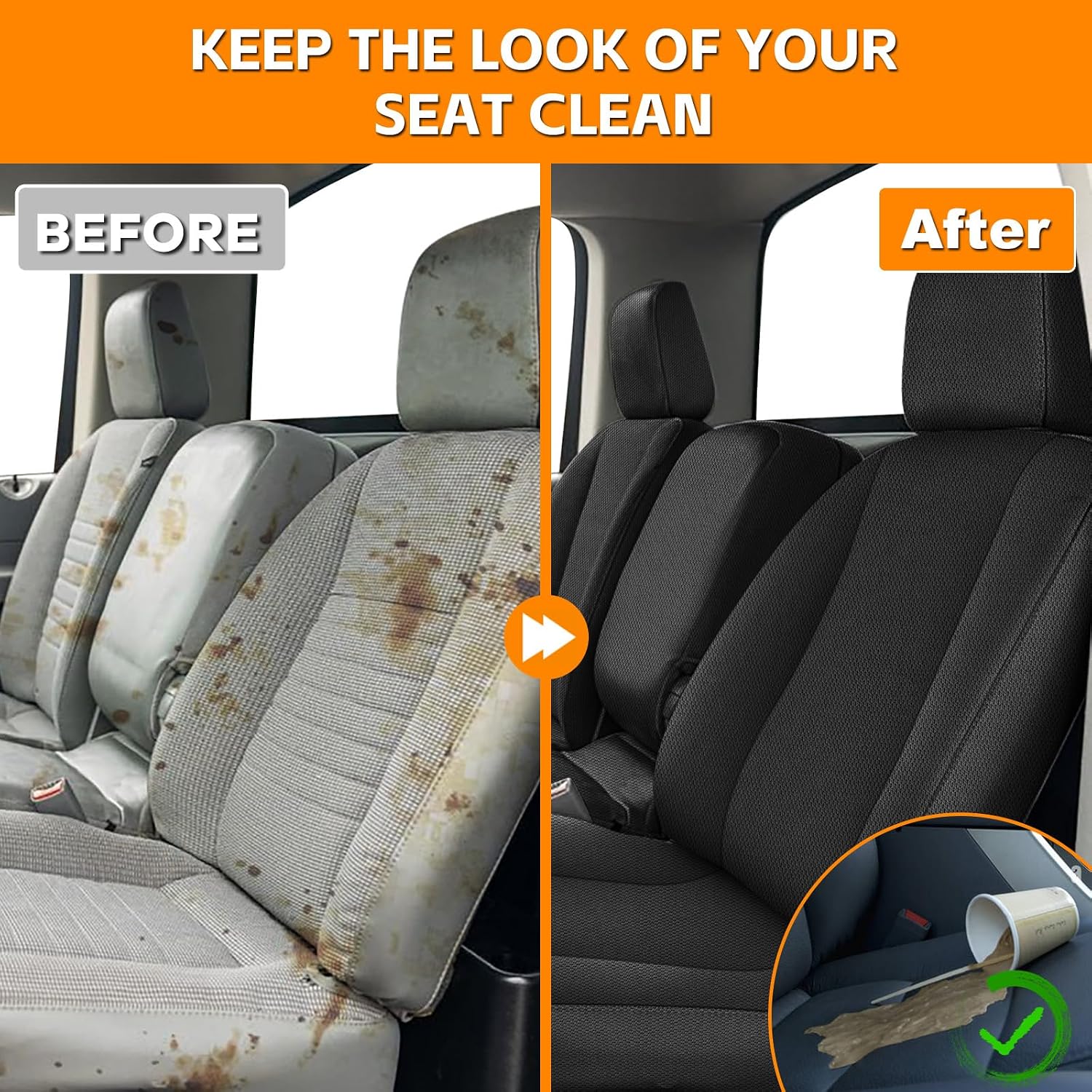 Covelta Front 40/20/40 Split Seat Cover for 2006–2009 Dodge Ram 2500 & 3500（Black）
