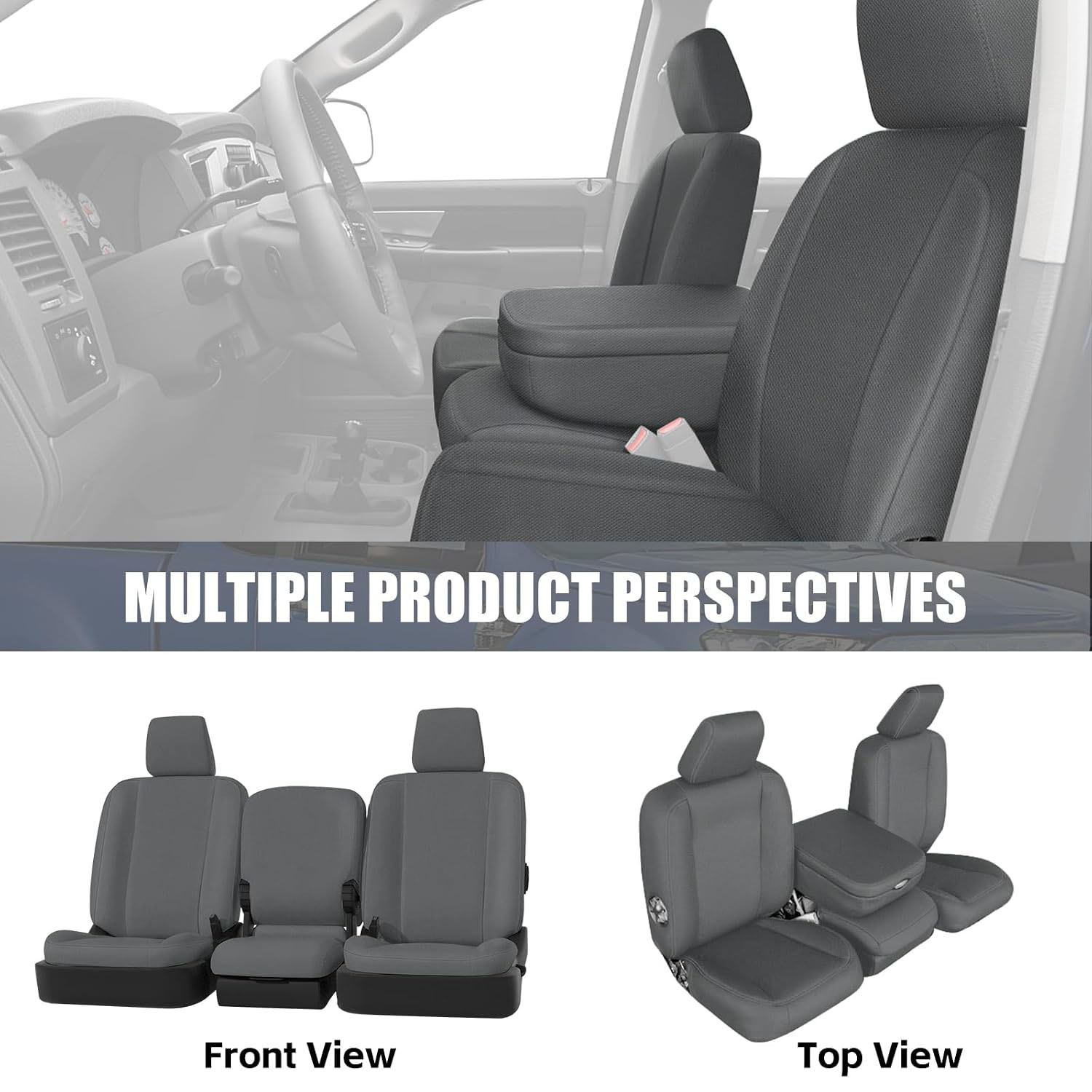 Covelta Front 40/20/40 Split Seat Cover for 2006–2009 Dodge Ram 2500 & 3500（Gray）
