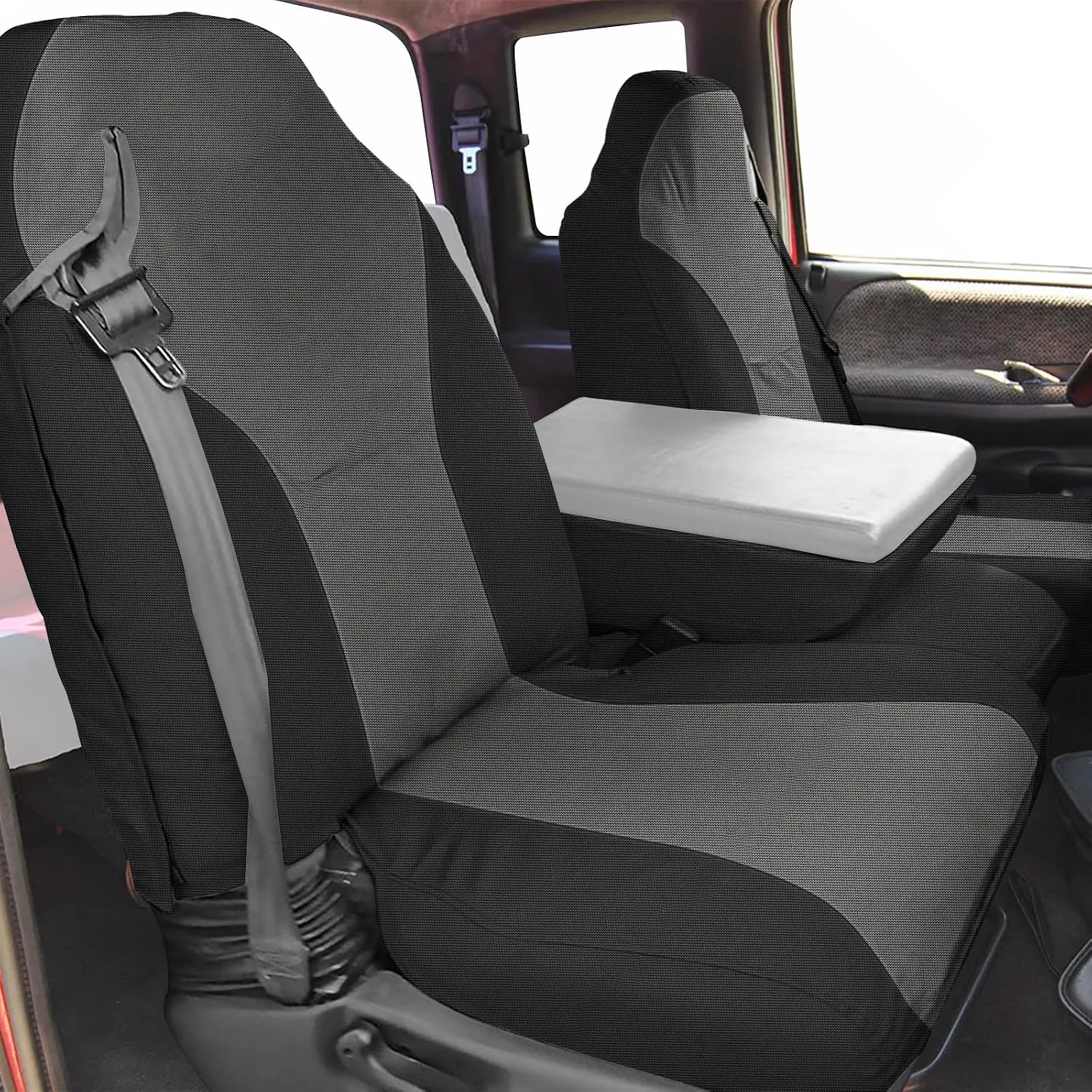 Covelta Front 40/20/40 Split Seat Cover for 1998–2002 Dodge Ram 1500 2500 3500（Gary/Black）
