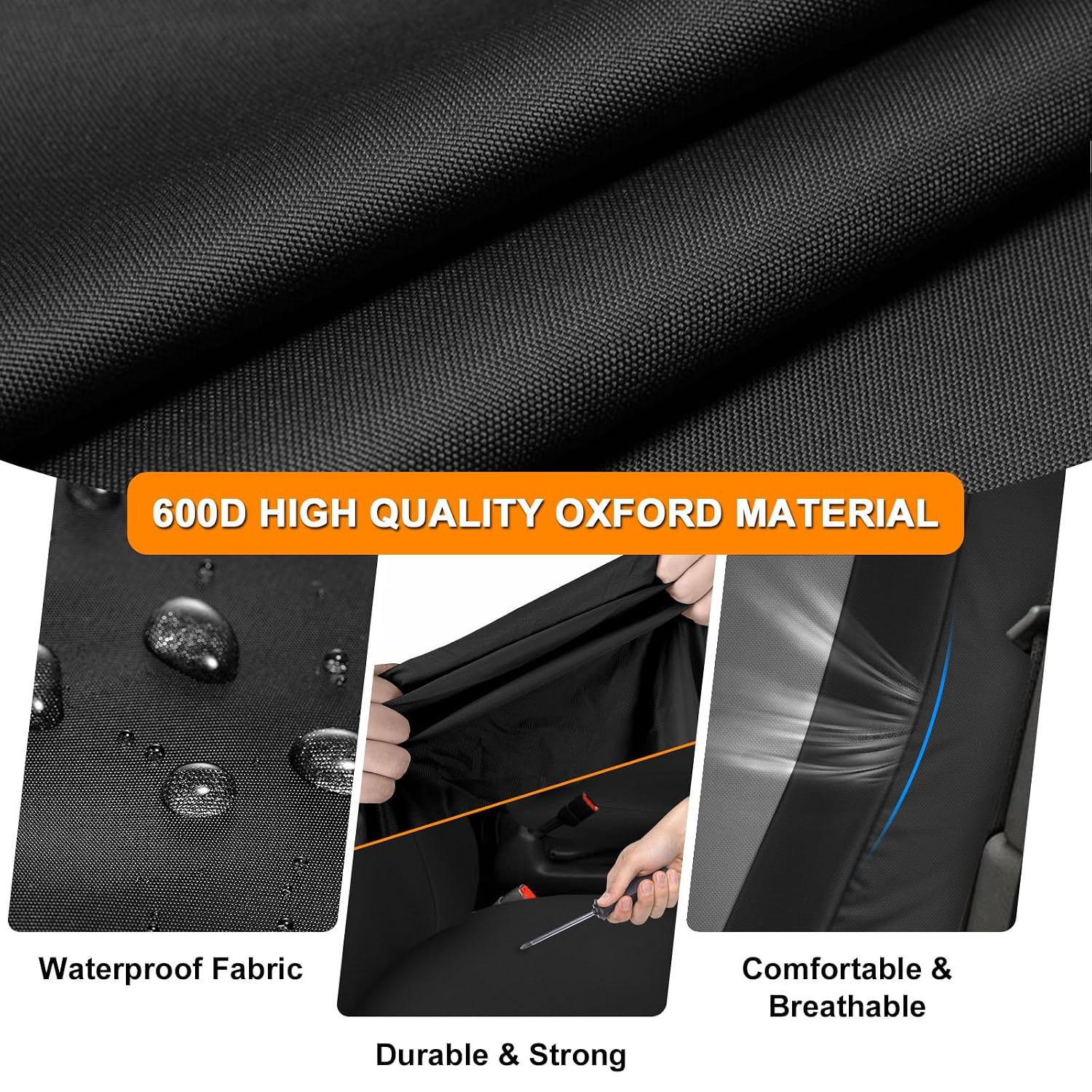 Covelta Front 40/20/40 Split Seat Cover for 1998–2002 Dodge Ram 1500 2500 3500（Gary/Black）