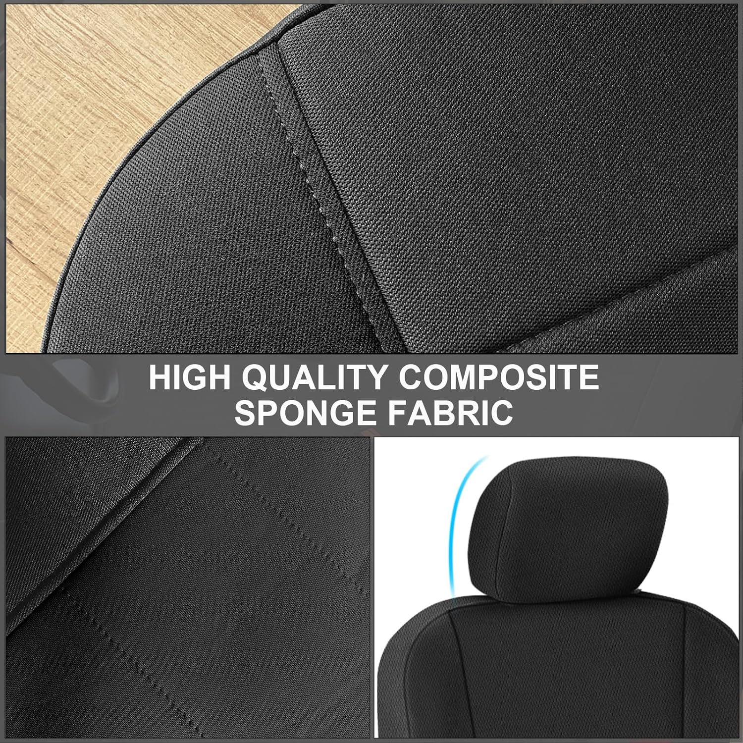 Covelta Front Seat Cover for 2013–2022 Dodge Ram 1500 2500 Crew Cab Without Console Opening (Black)