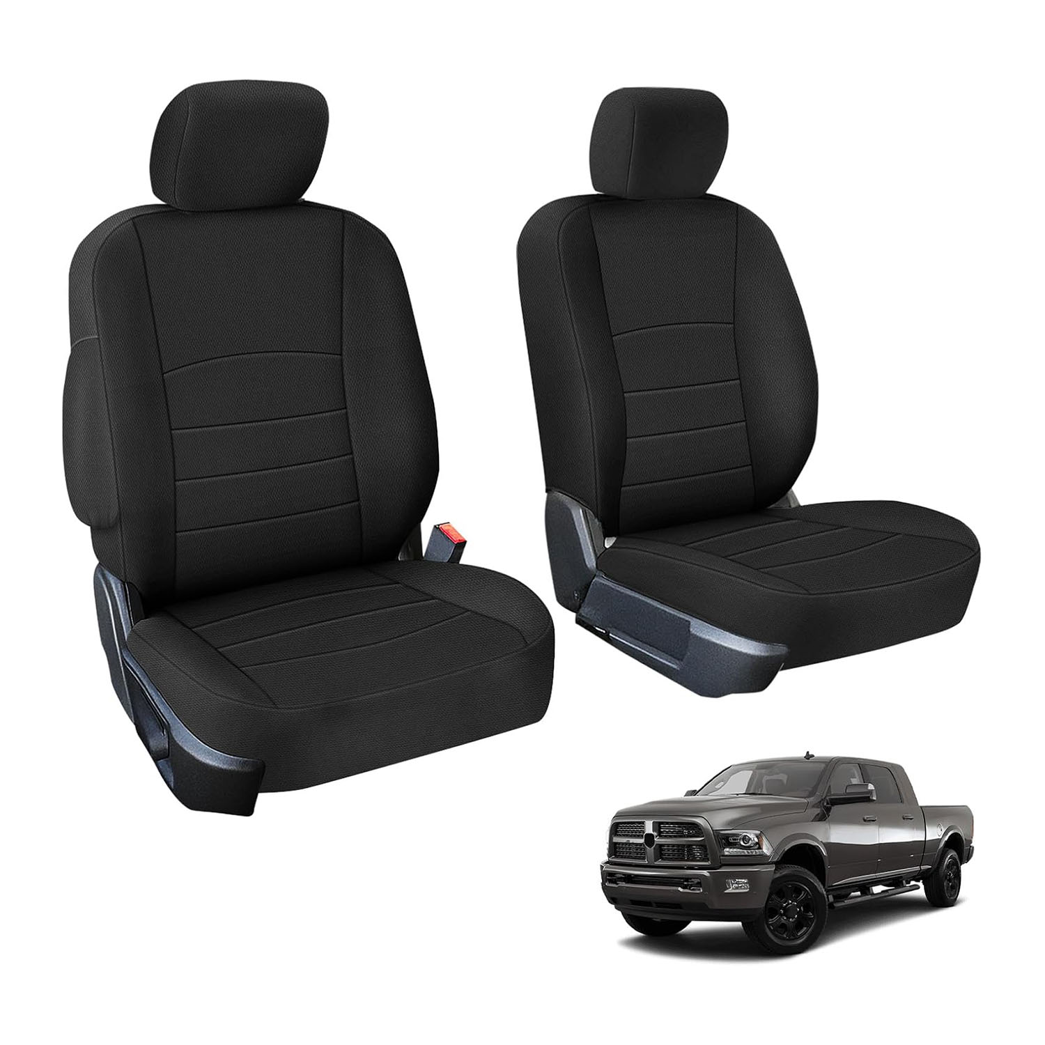 Covelta Front Seat Cover for 2013–2022 Dodge Ram 1500 2500 Crew Cab Without Console Opening (Black)