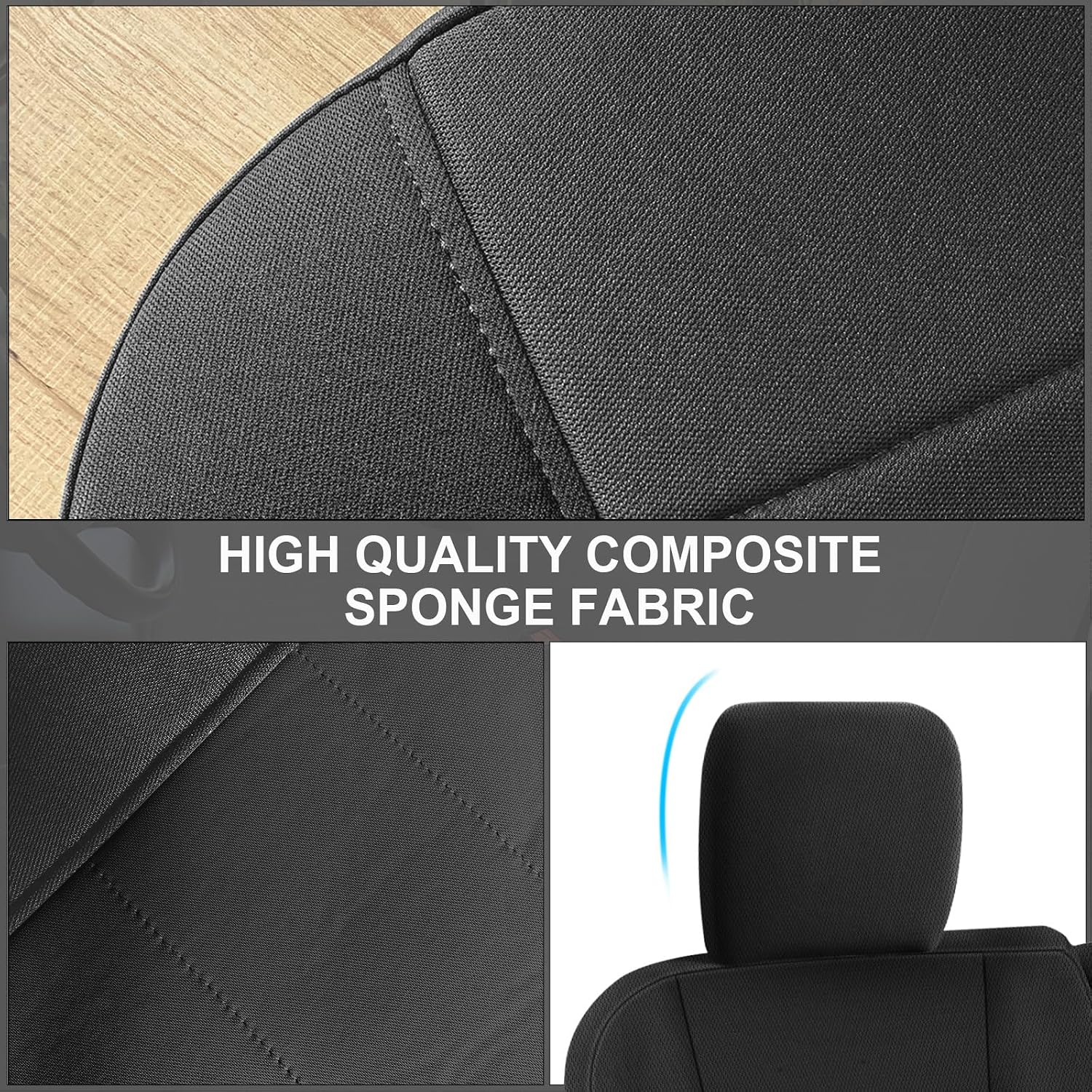 Covelta Rear Seat Cover for 2013–2022 Dodge Ram 1500 2500 Crew Cab 60/40 Split Seat with Armrest (Black)