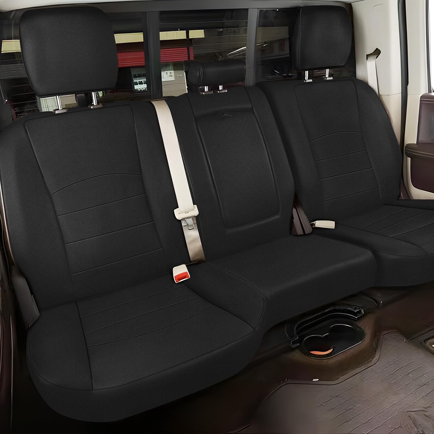 Covelta Rear Seat Cover for 2013–2022 Dodge Ram 1500 2500 Crew Cab 60/40 Split Seat with Armrest (Black)