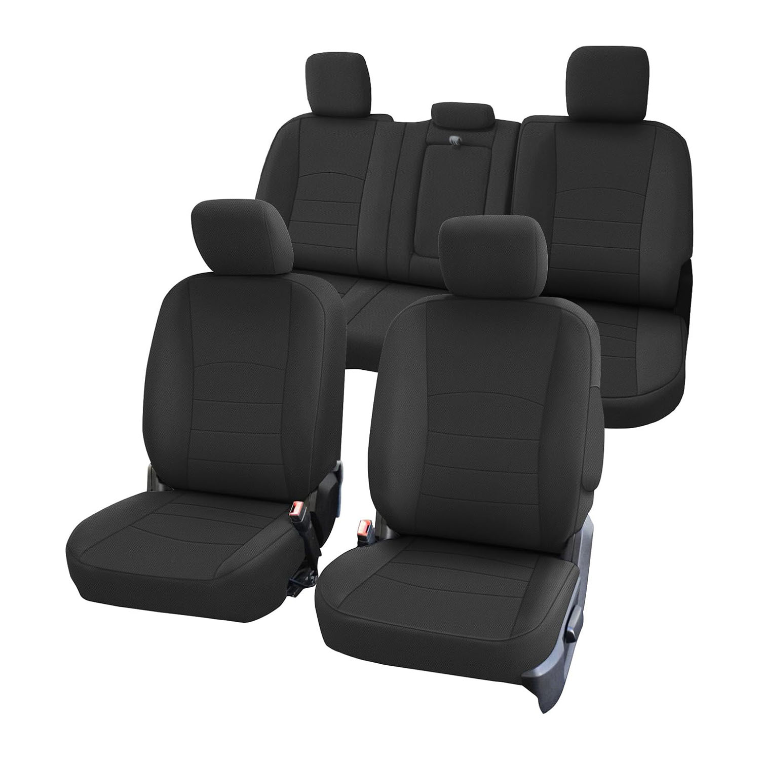 Covelta Front & Rear Seat Cover for 2009–2021 Dodge Ram 1500 2500 3500 Crew Cab (Black)